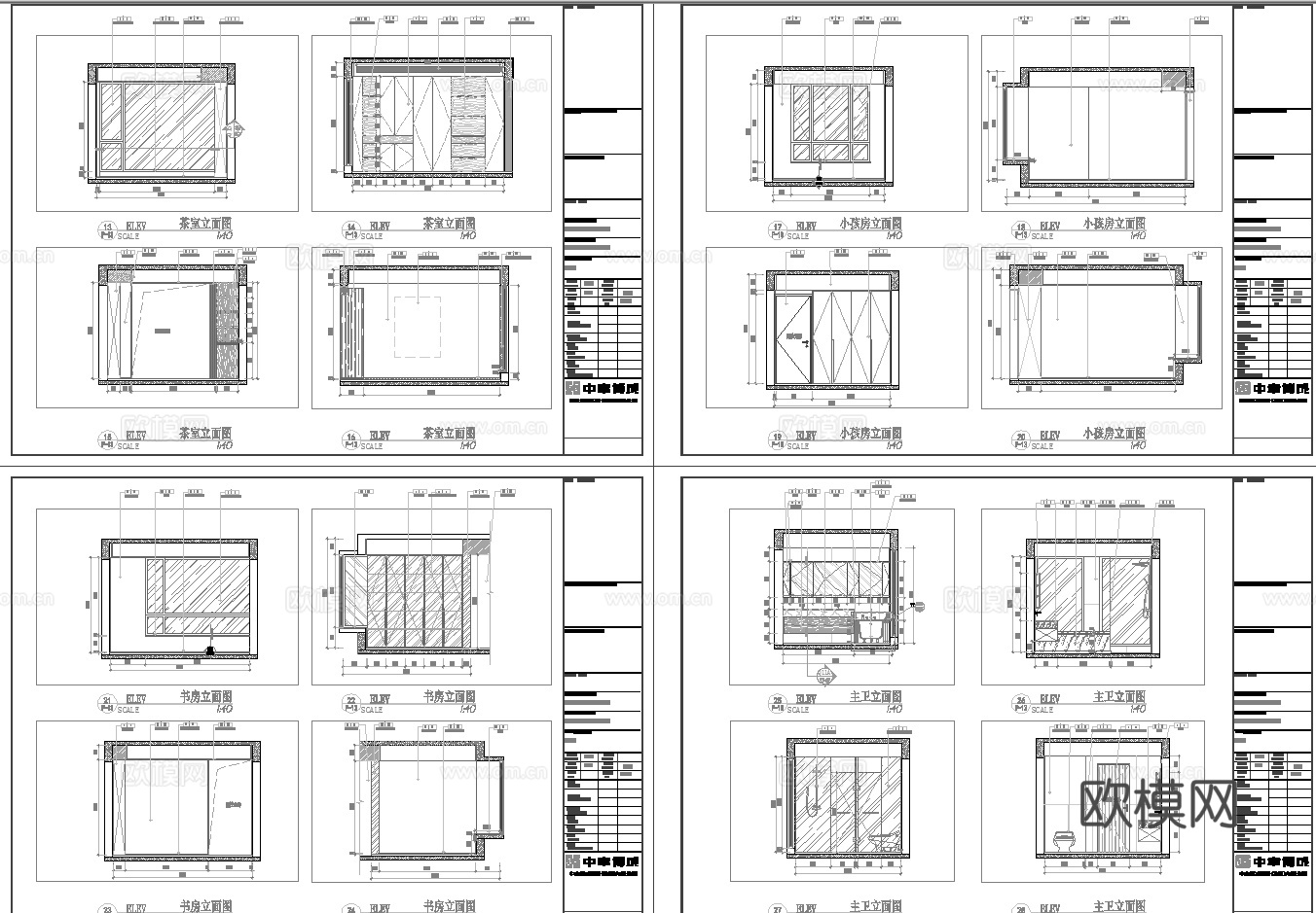 3套意式风样板间 最新全套 效果图 施工图设计cad施工图
