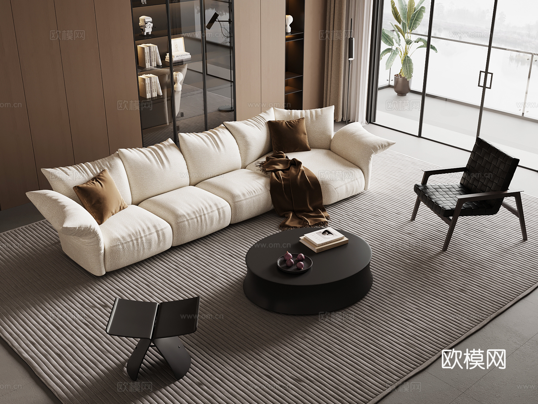 现代意式客厅 沙发茶几组合su模型