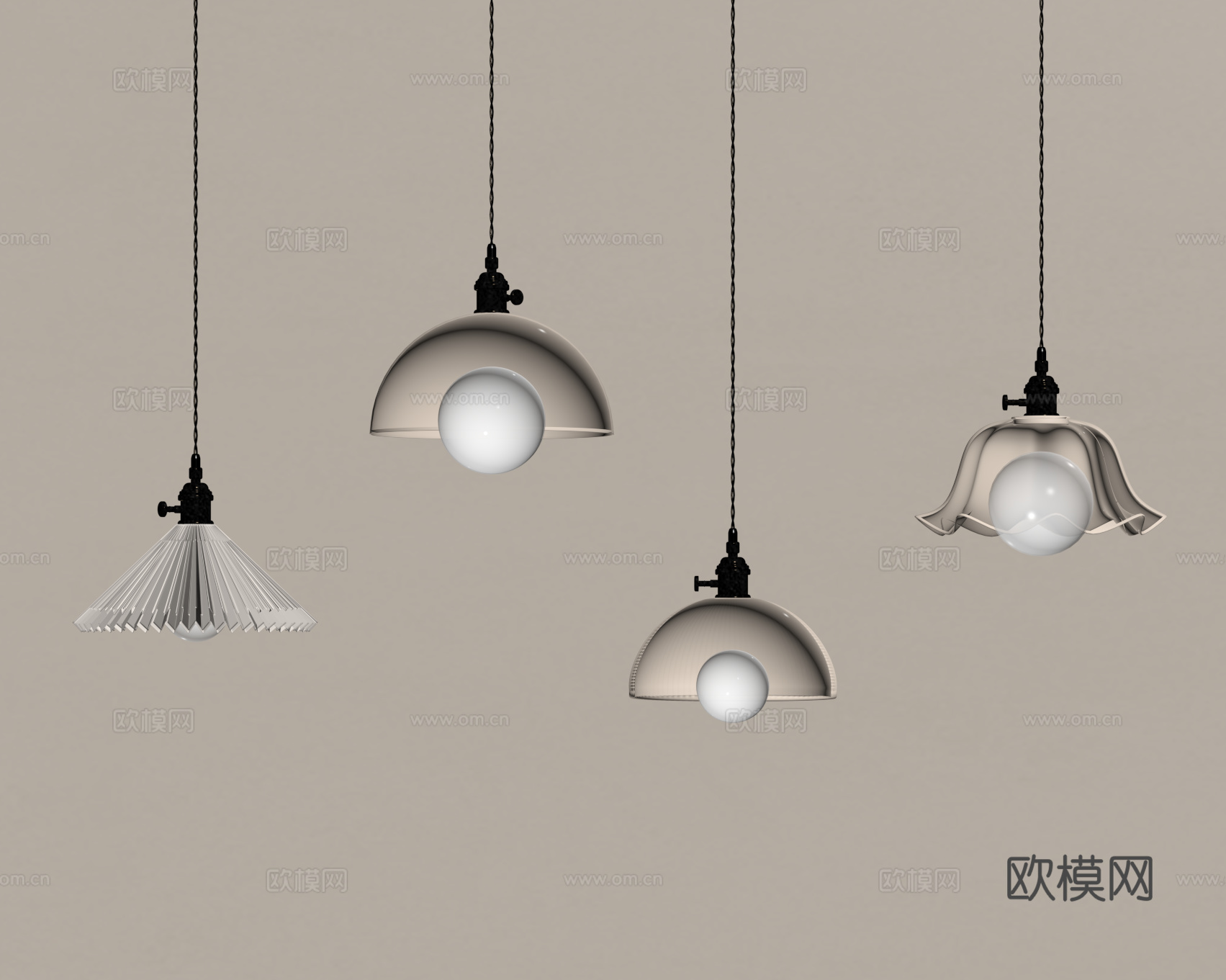 法式奶油吊灯su模型