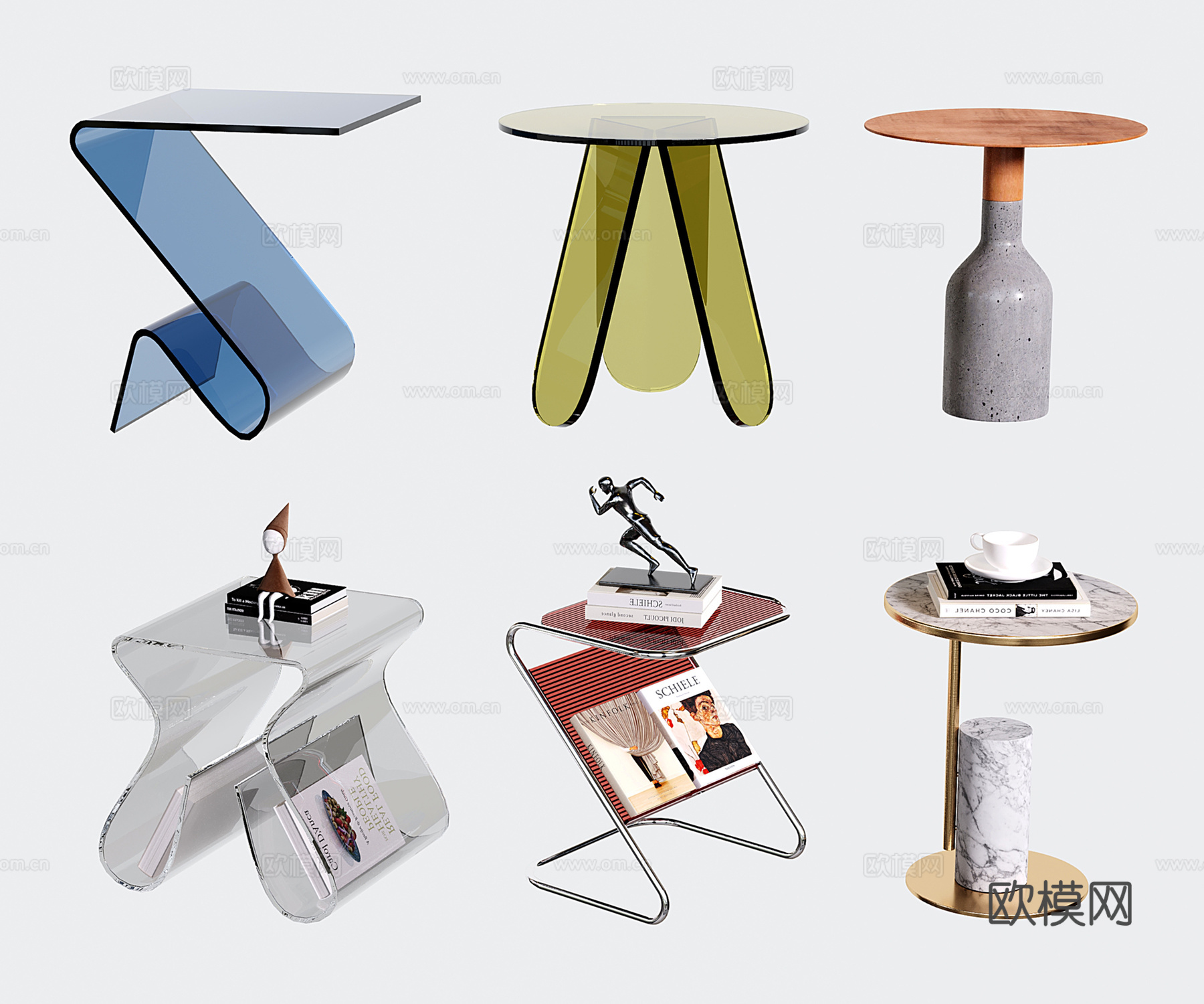 意式边几角几 轻奢小茶几 亚克力边几su模型