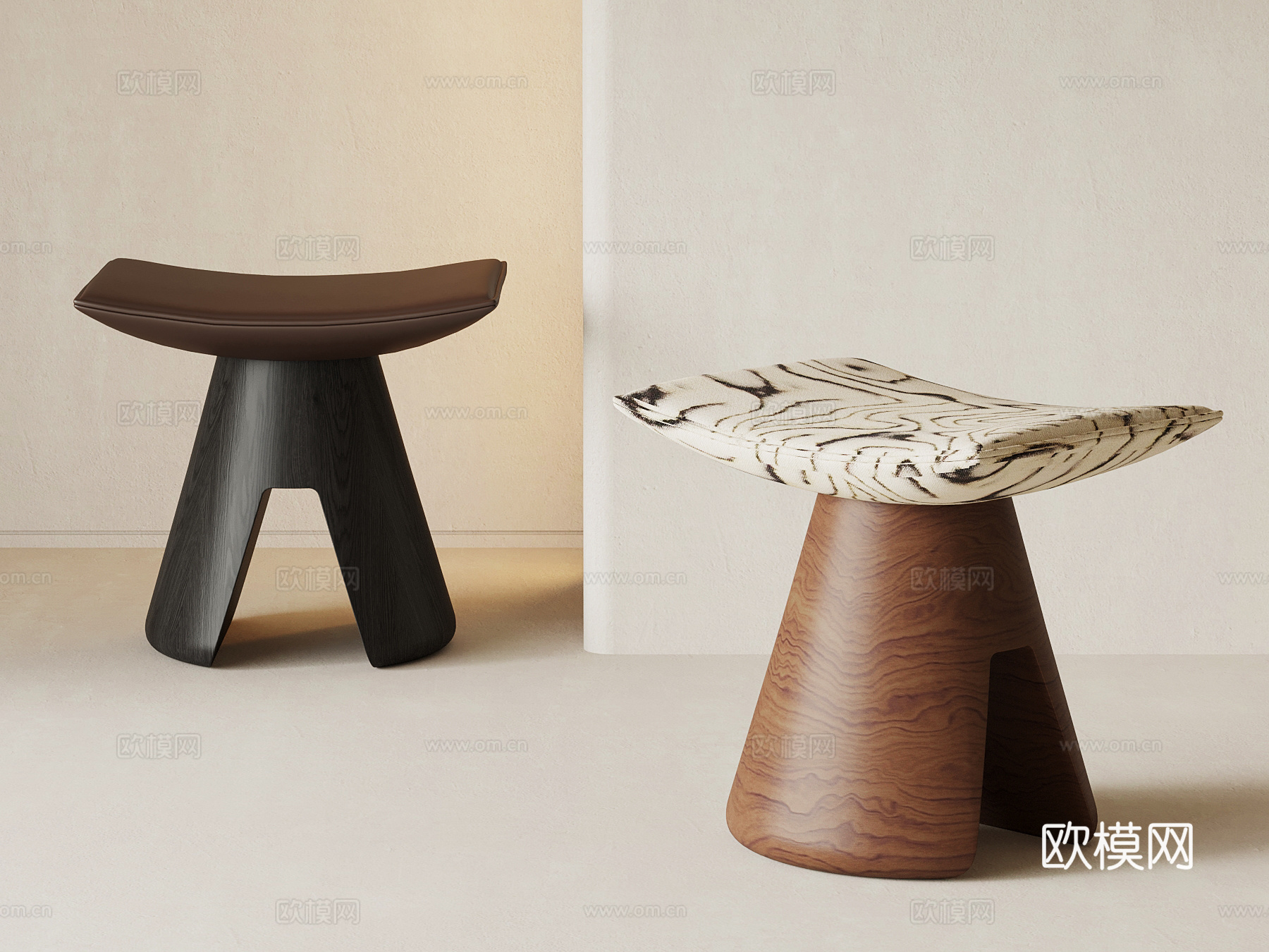 现代意式沙发凳 换鞋凳su模型