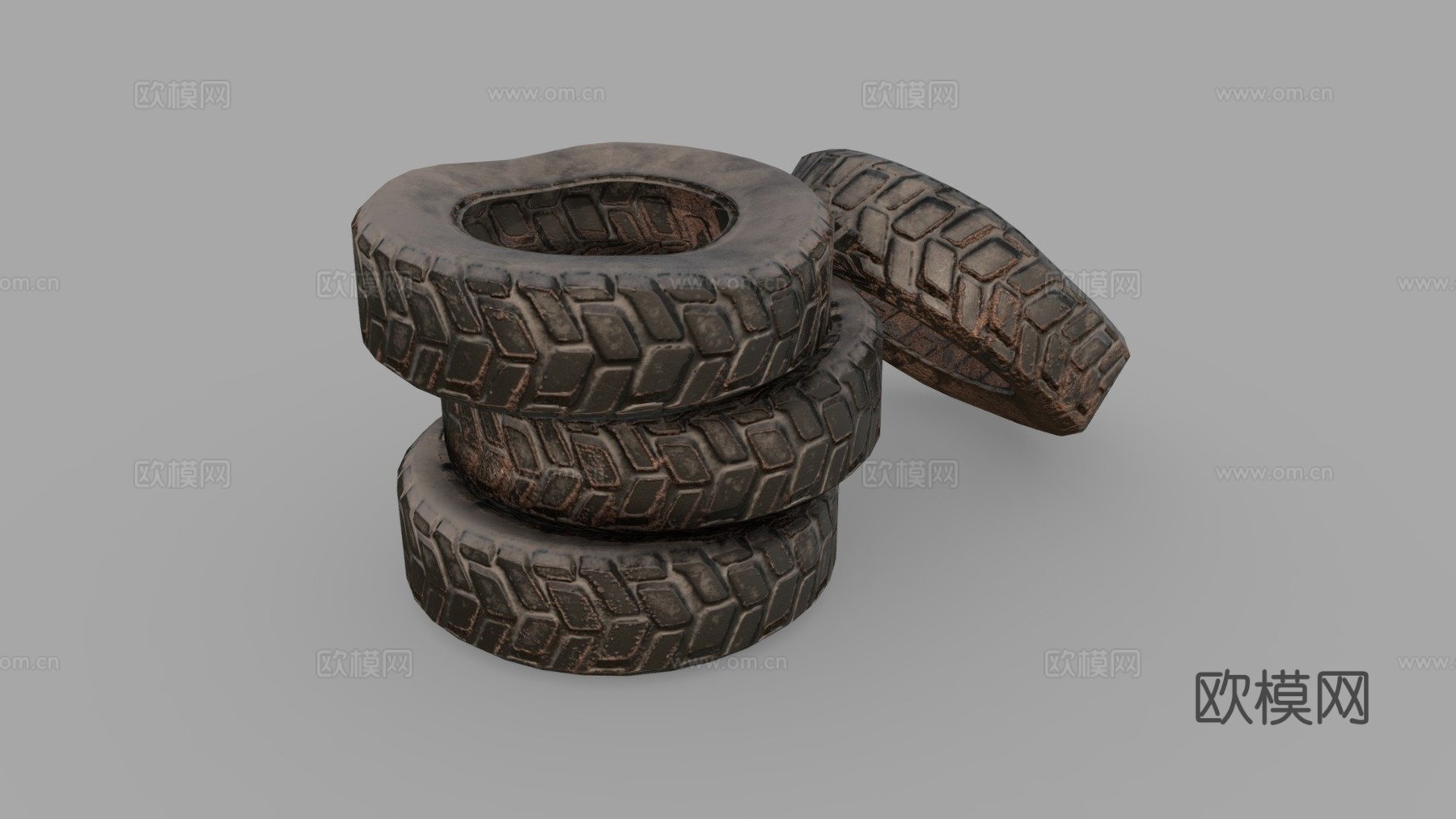 旧轮胎泥土3d模型下载（渲染图1）