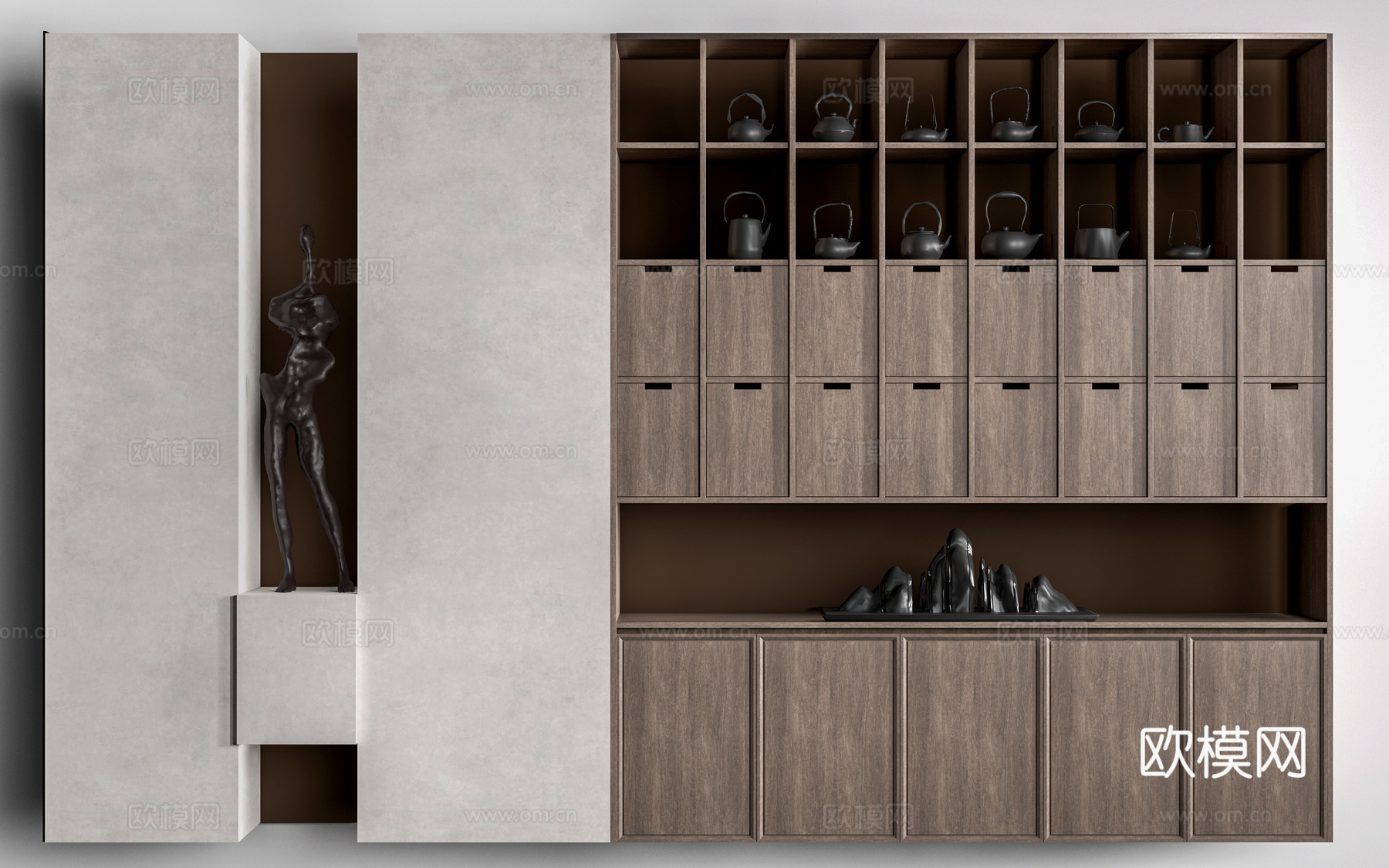 新中式博古架 装饰架 置物架 陈列架su模型