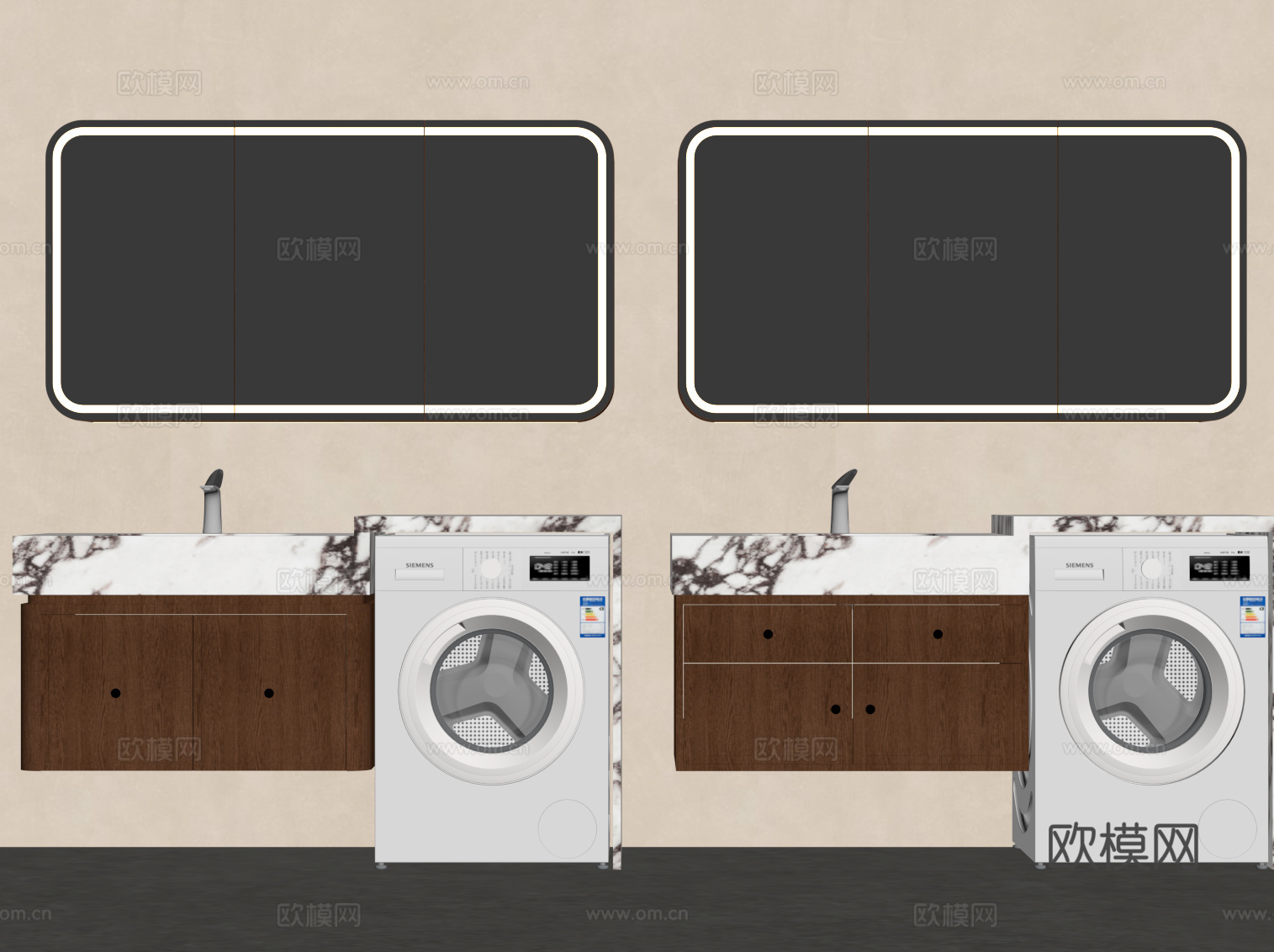中古风洗衣机柜 阳台柜su模型