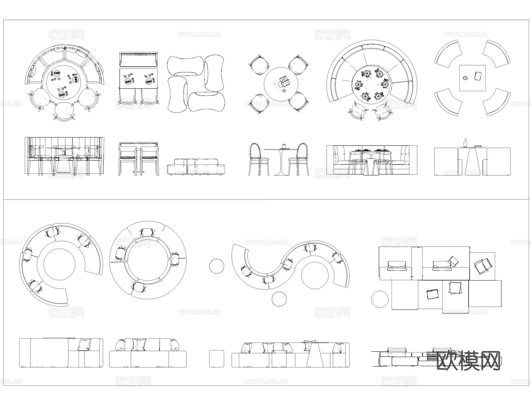 咖啡店桌椅CAD图库cad施工图