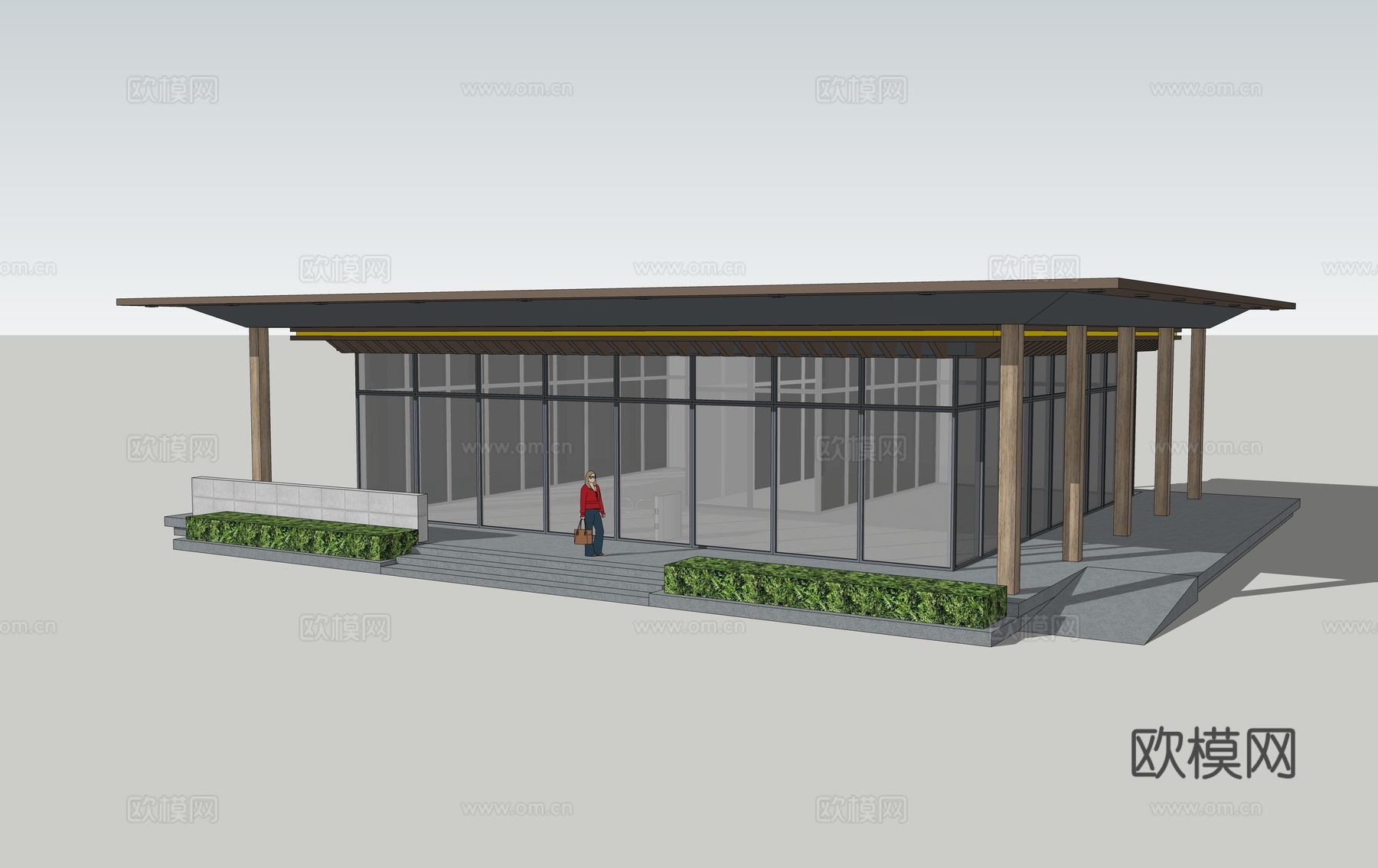 新中式书屋 书店 户外书屋 现代书店 现代书屋su模型