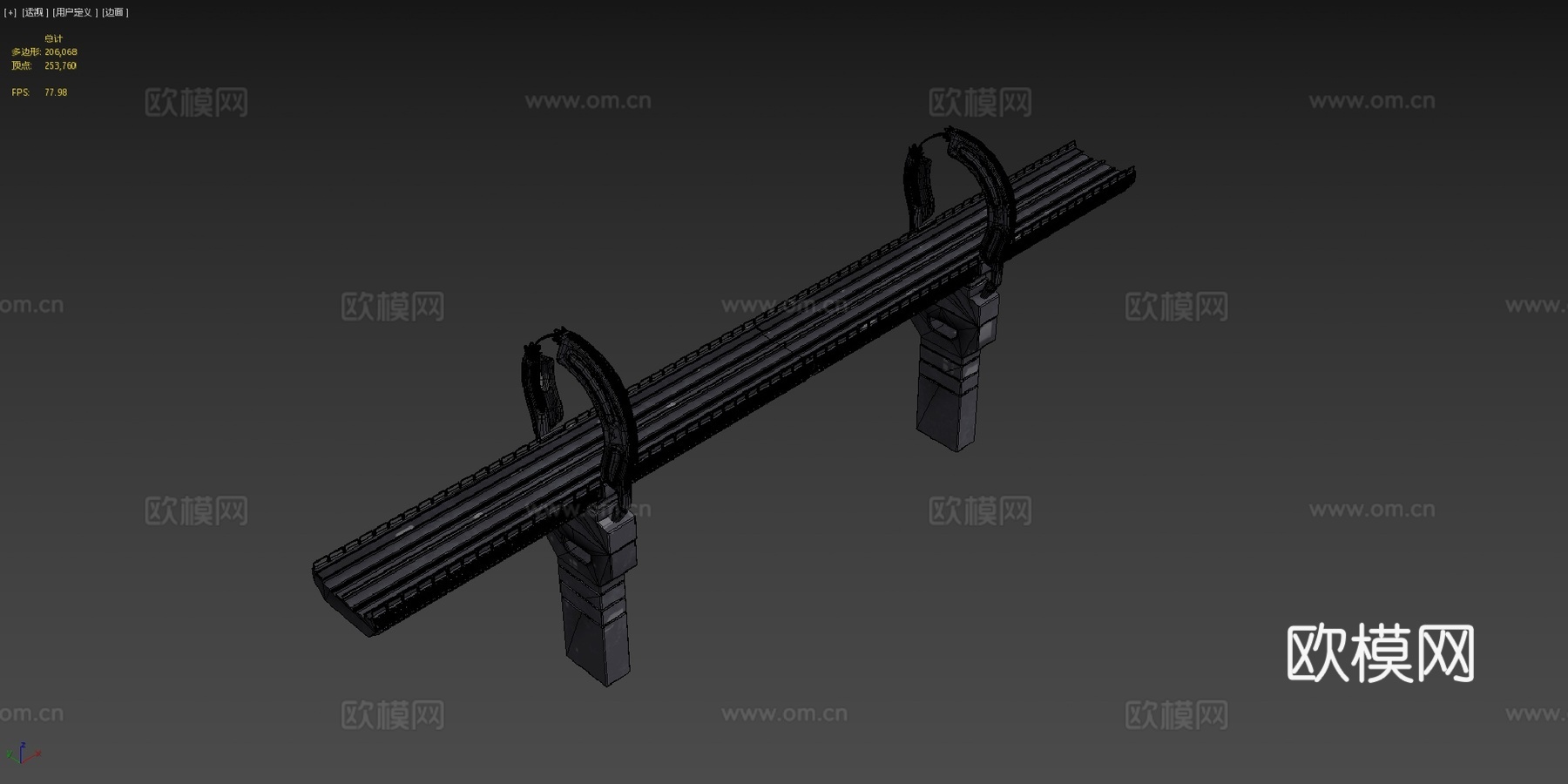 科幻有轨电车火车桥3d模型下载（渲染图4）