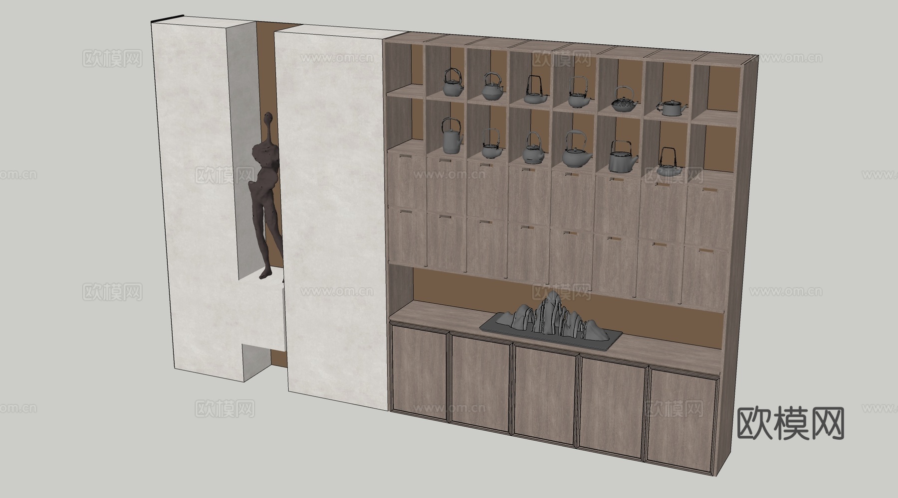 新中式博古架 装饰架 置物架 陈列架su模型