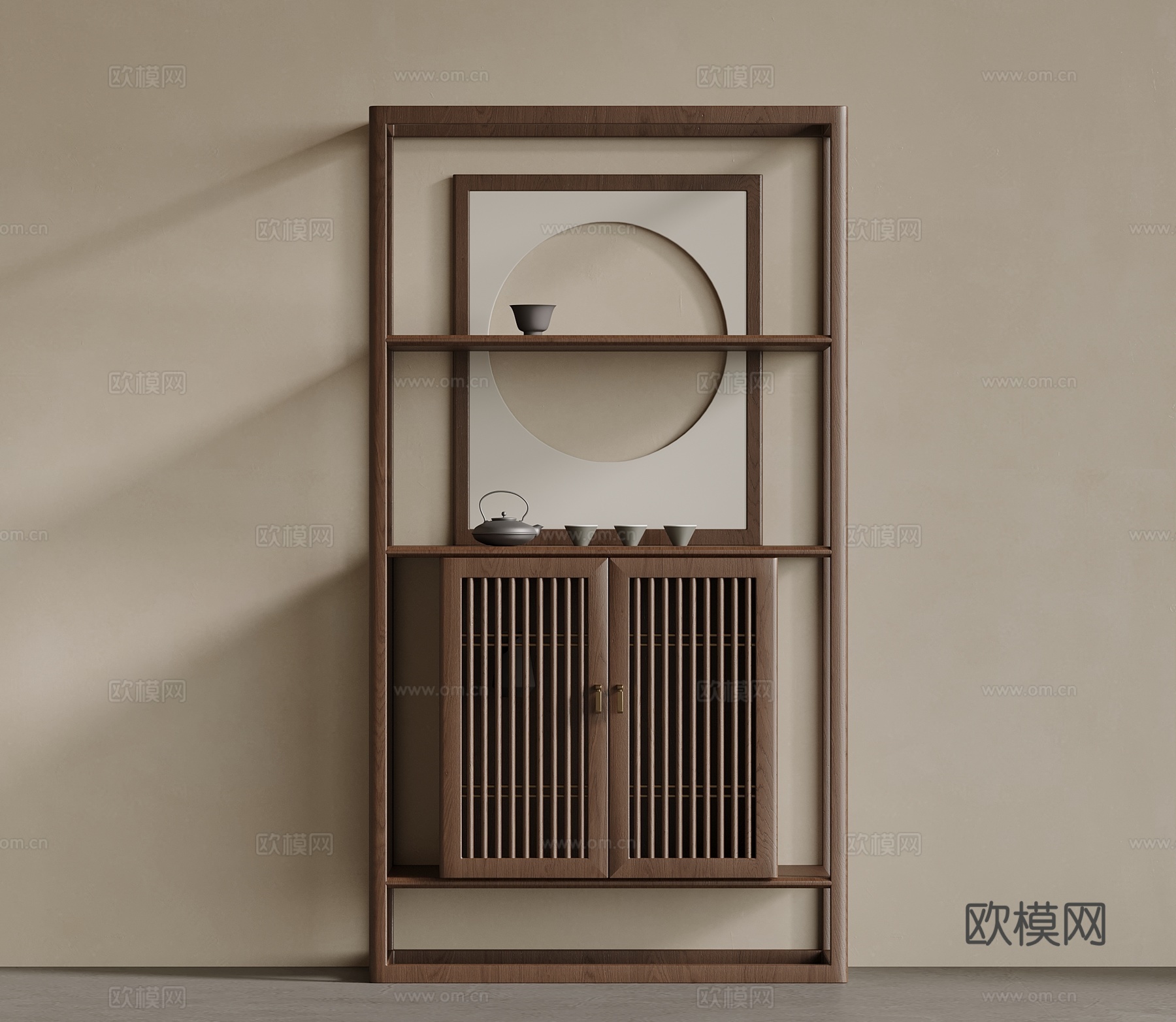 新中式茶柜 边柜su模型