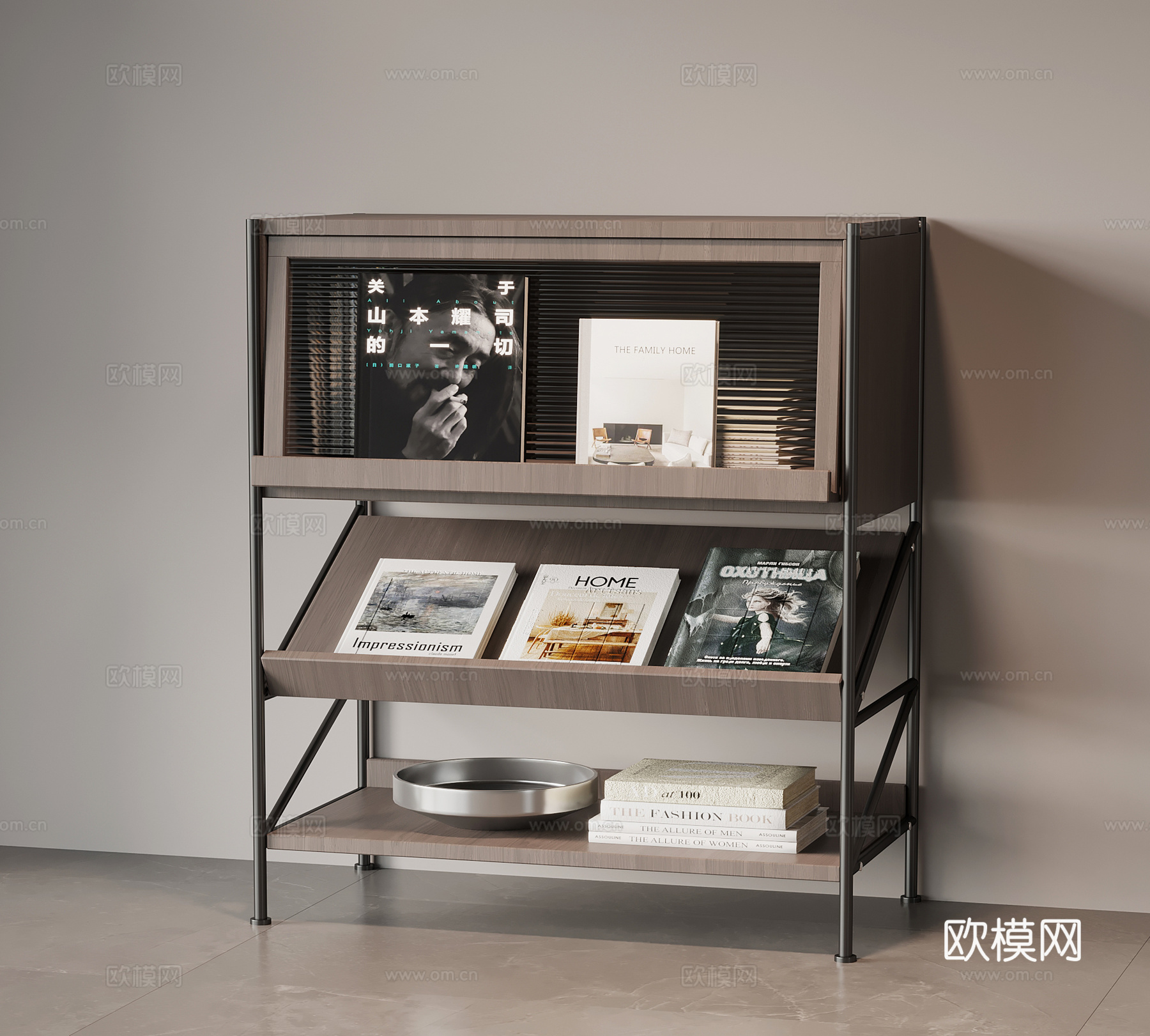 现代意式书柜 书架 边柜su模型
