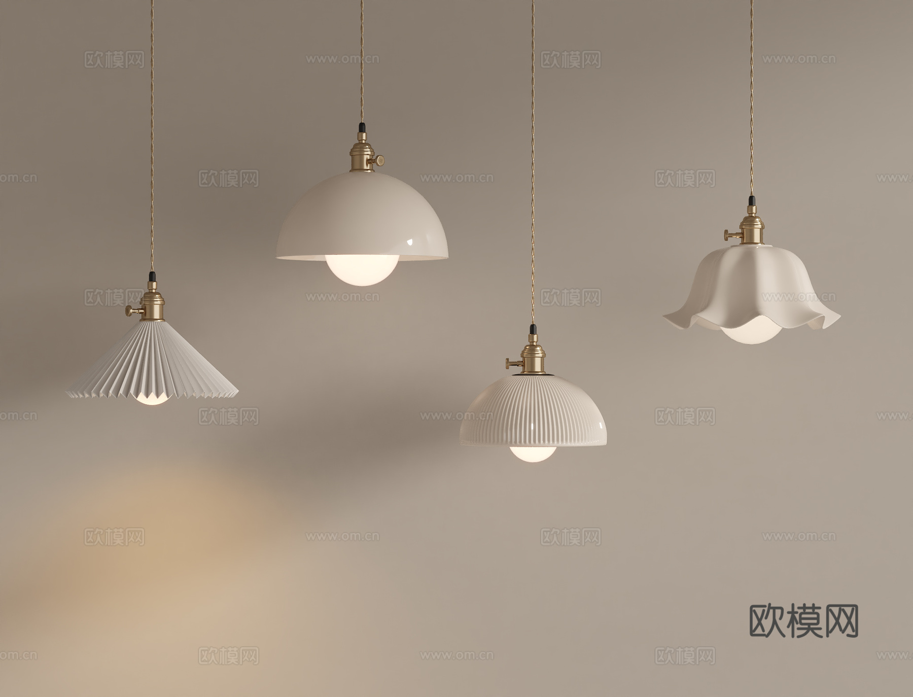 法式奶油吊灯su模型