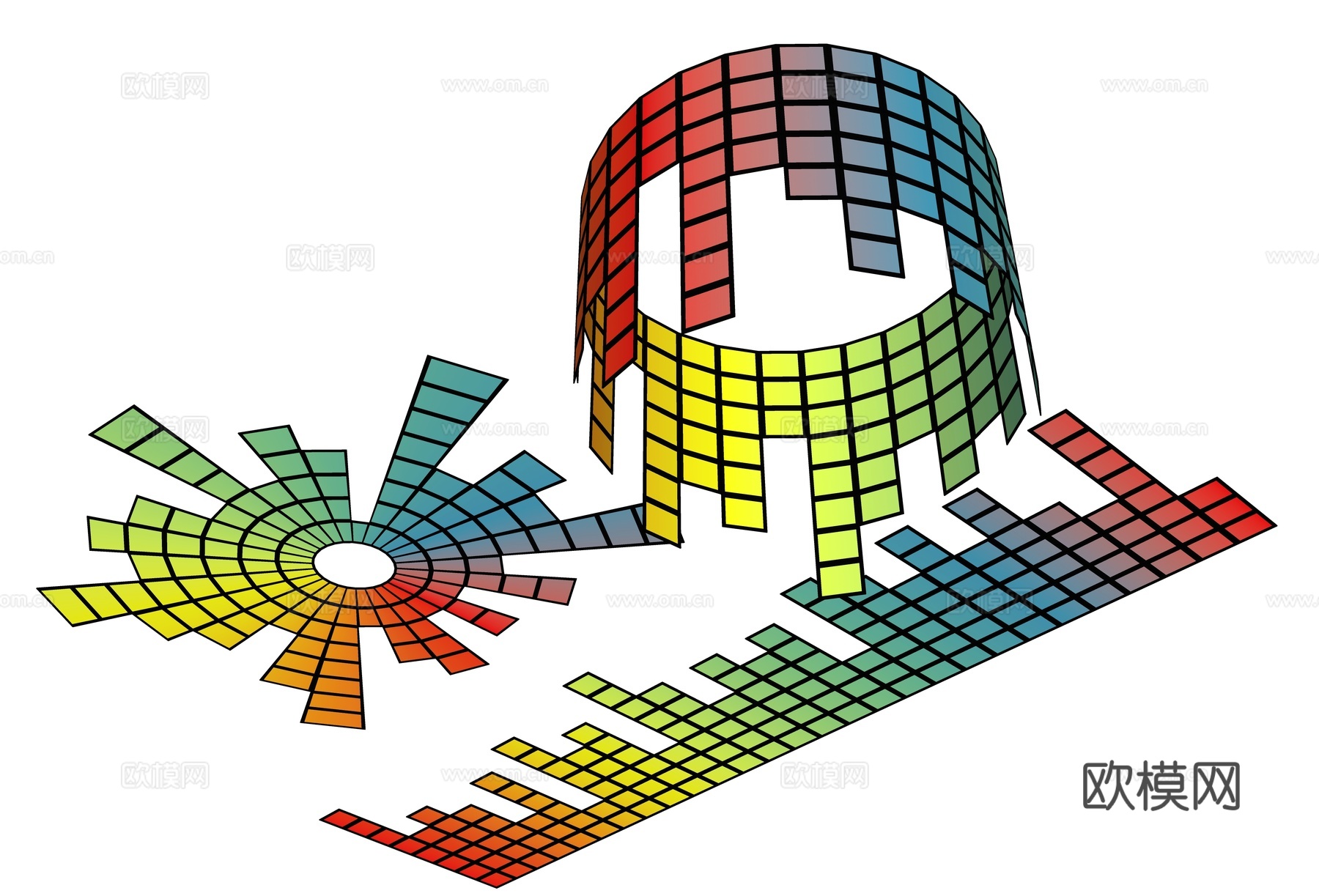 现代吊顶 科技吊顶 科技灯光 律动灯光 展厅吊灯 展厅吊顶su模型