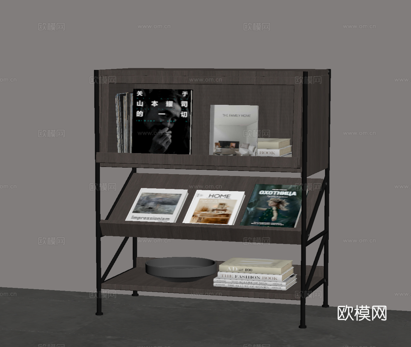 现代意式书柜 书架 边柜su模型