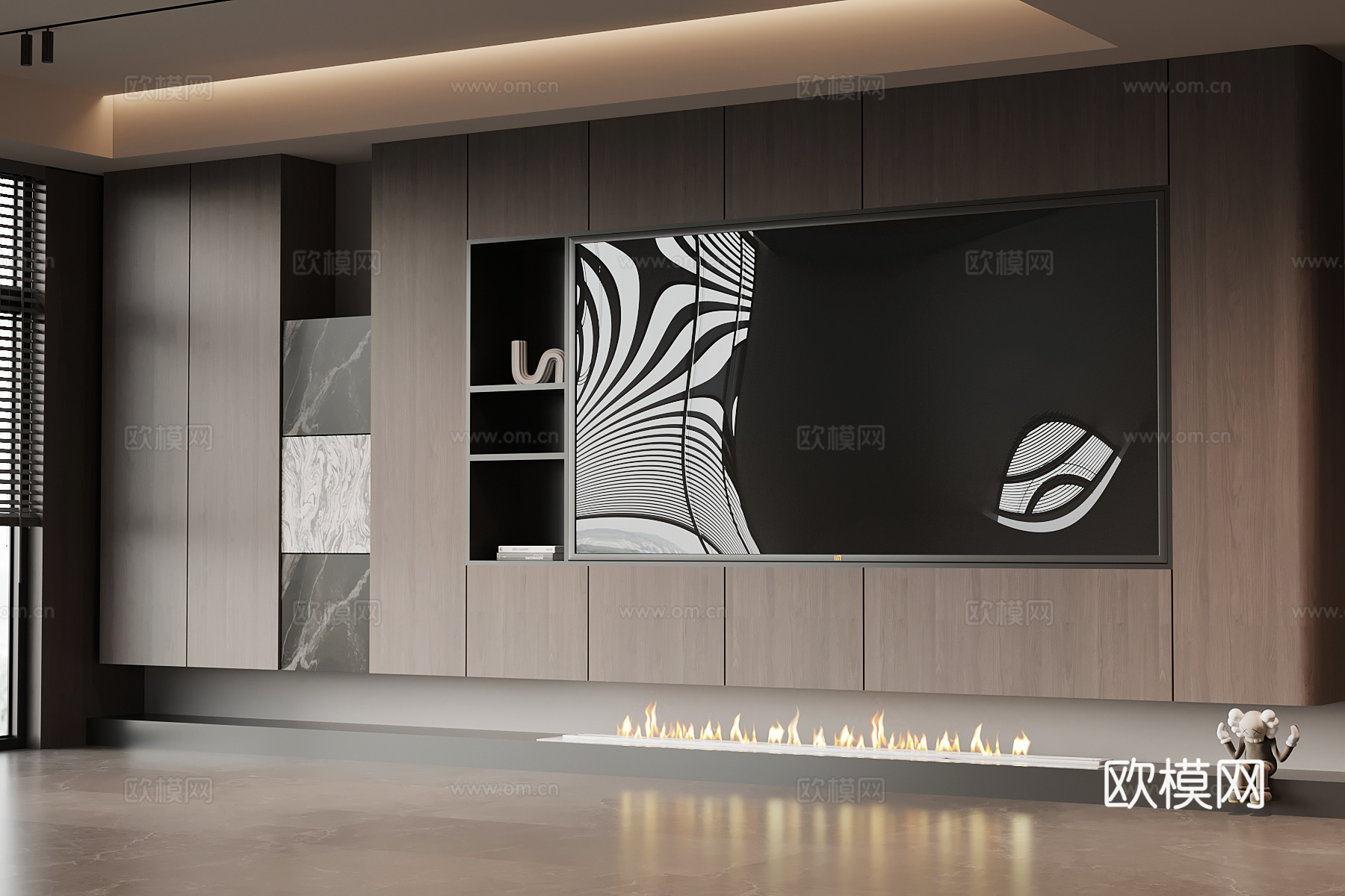 现代意式背景墙 电视背景墙su模型