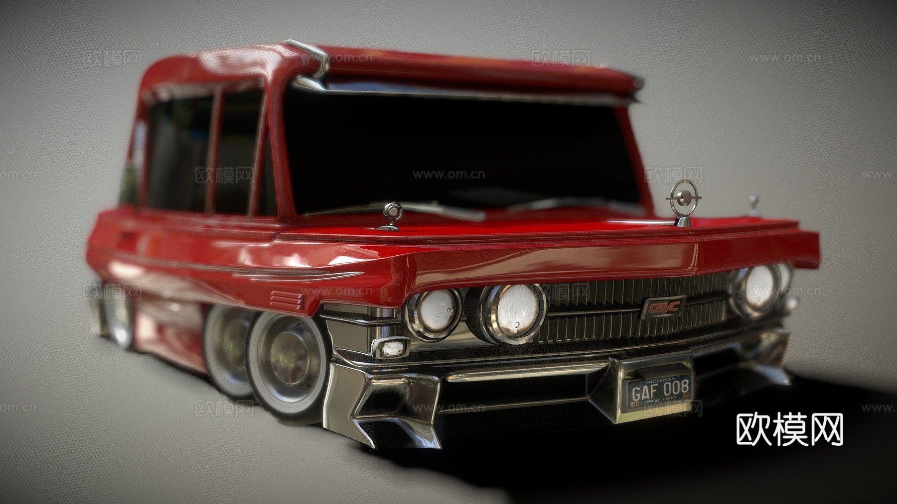 复古旅行车 卡通汽车3d模型下载（渲染图1）