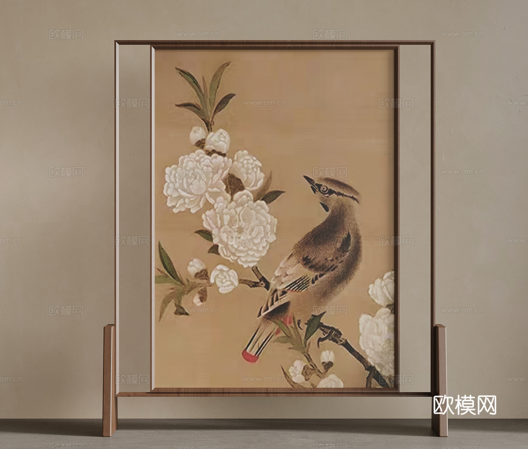 新中式屏风隔断su模型