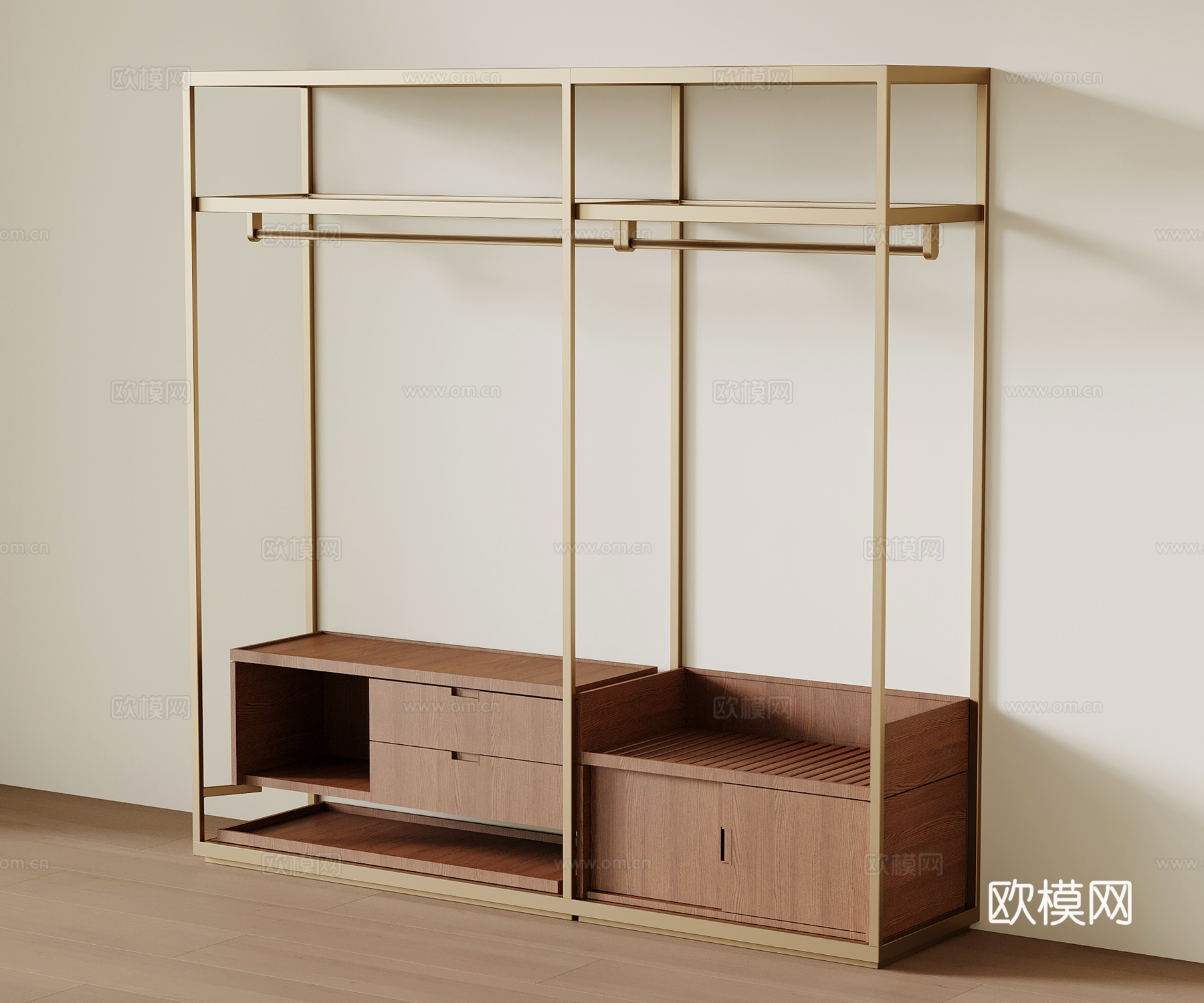 中古风衣架 新中式衣架su模型