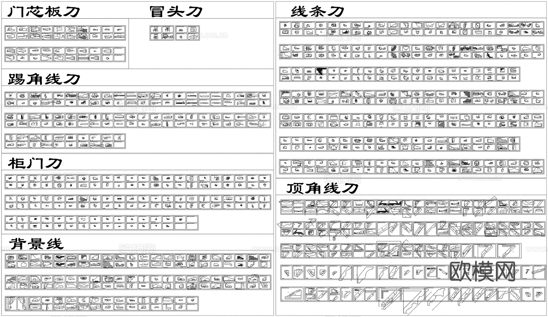 构件地面拼花欧式线条线板刀型CAD素材图库cad施工图