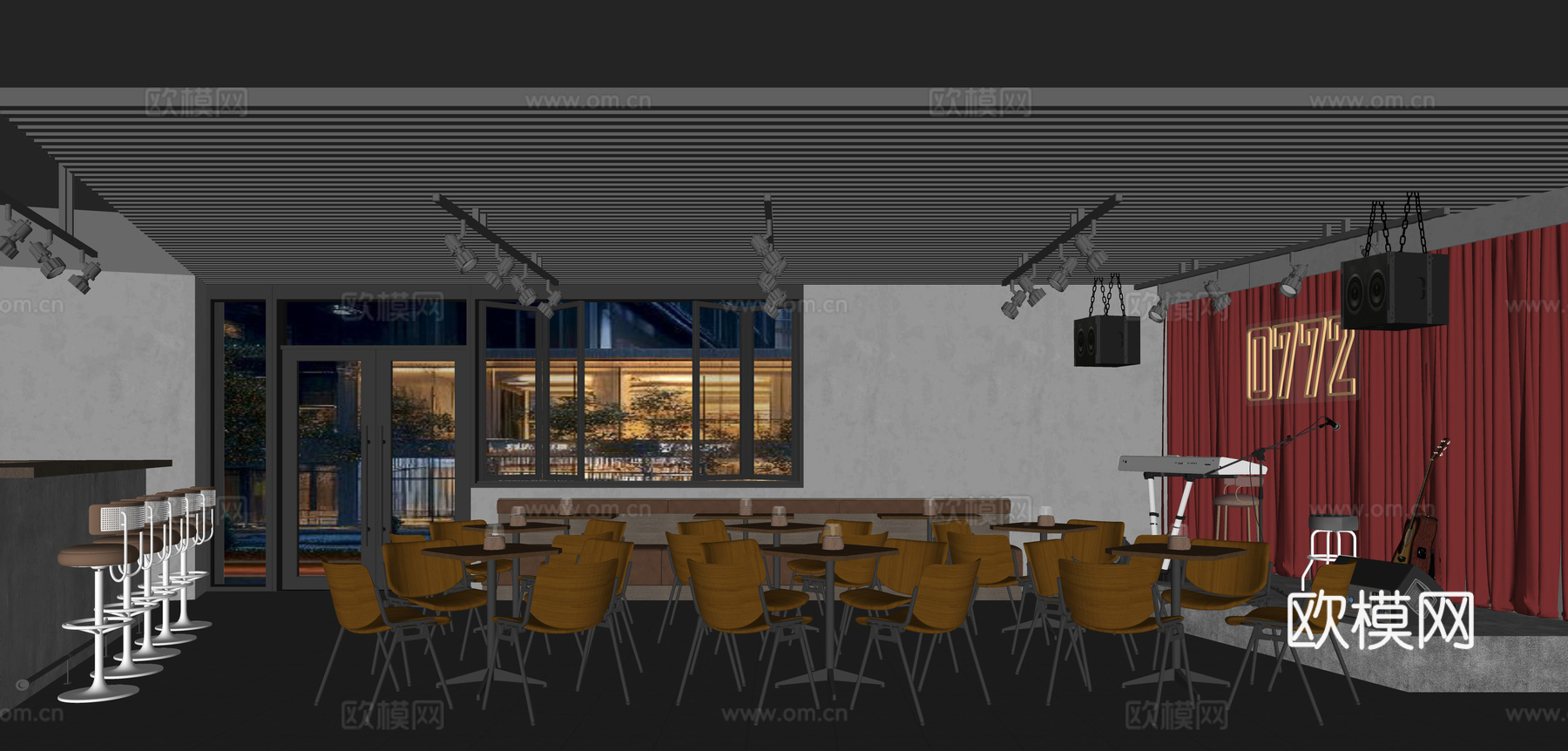 酒吧su模型