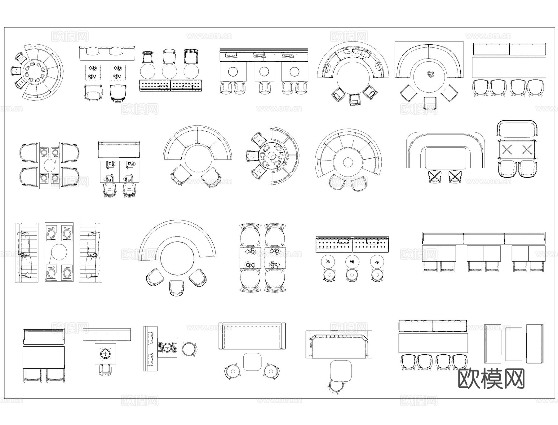 咖啡店桌椅CAD图库cad施工图