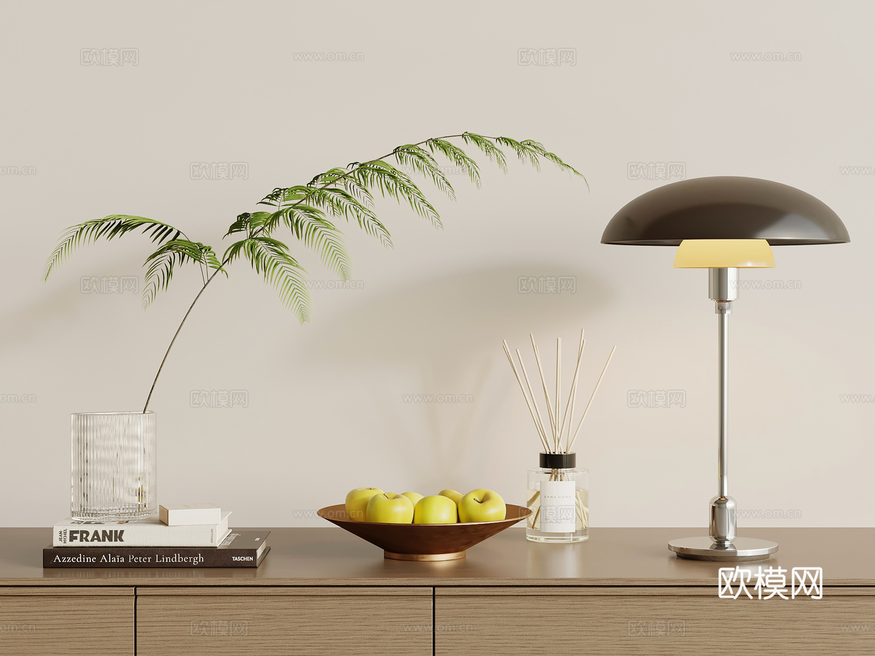 现代意式摆件组合 绿植 台灯su模型