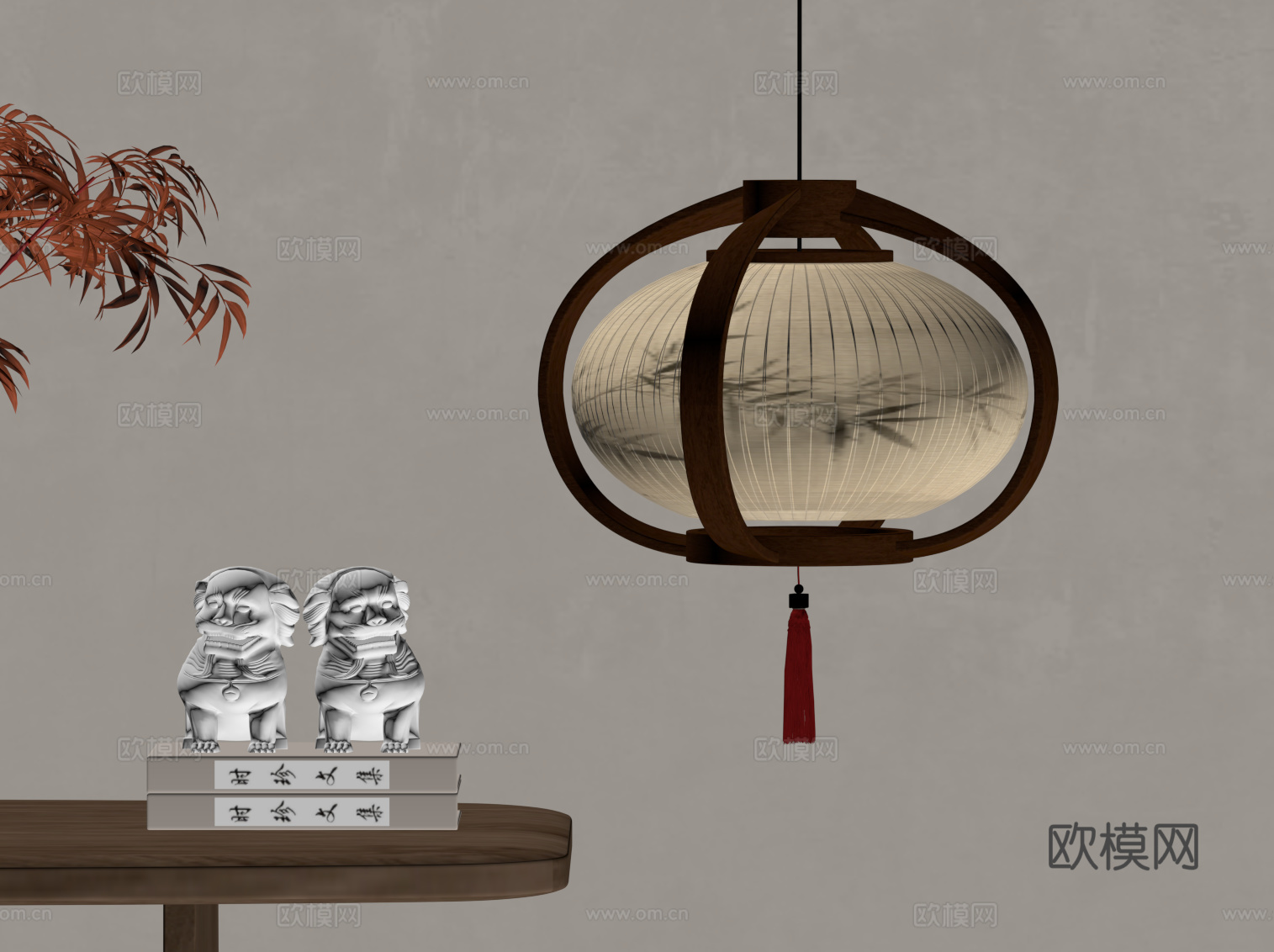 新中式吊灯 灯笼su模型
