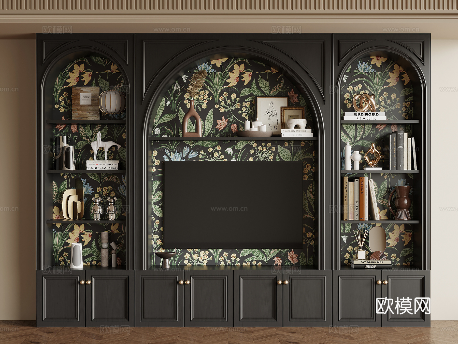 法式复古电视柜 边柜su模型