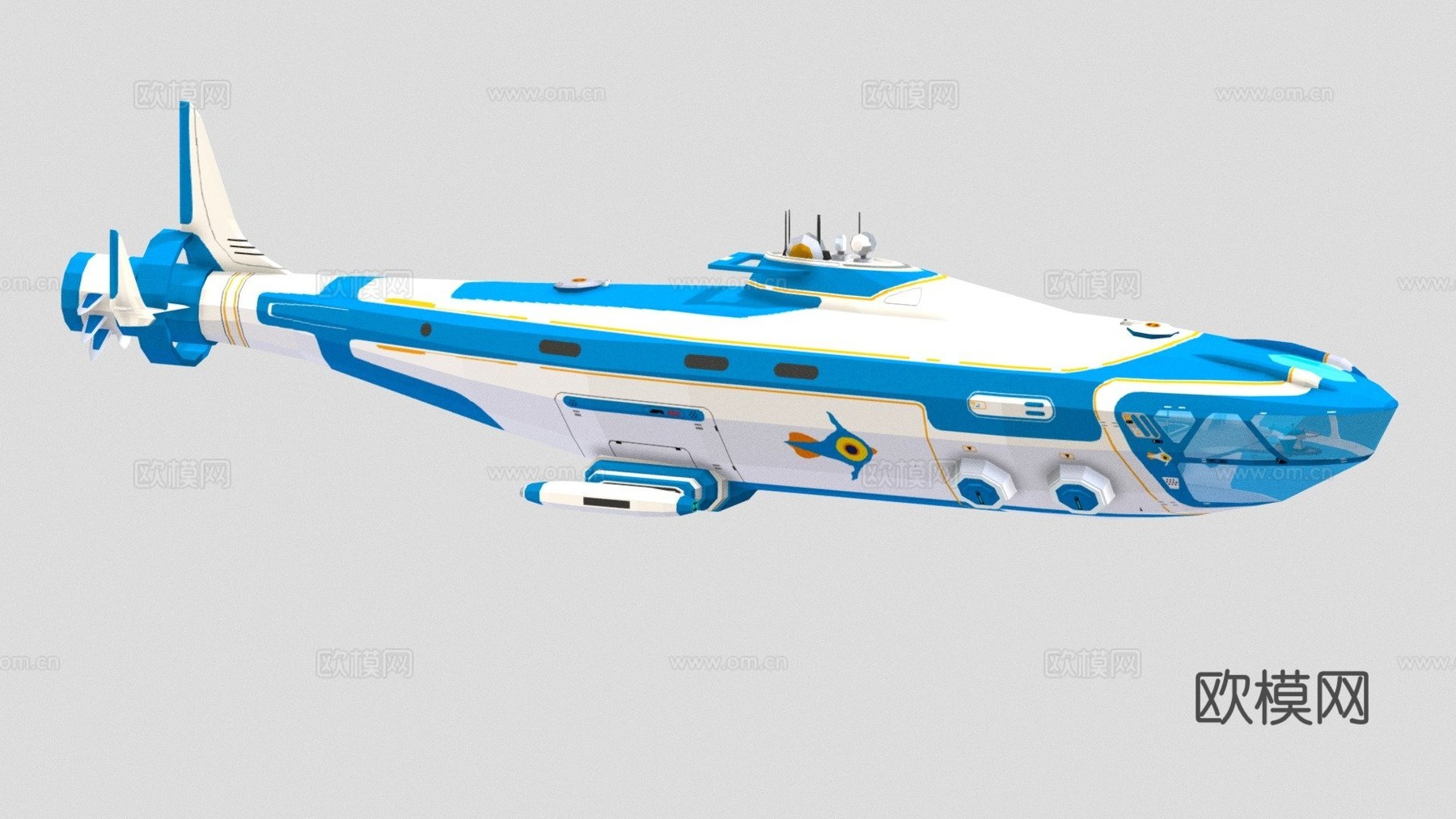 阿特拉斯潜艇3d模型下载（渲染图1）