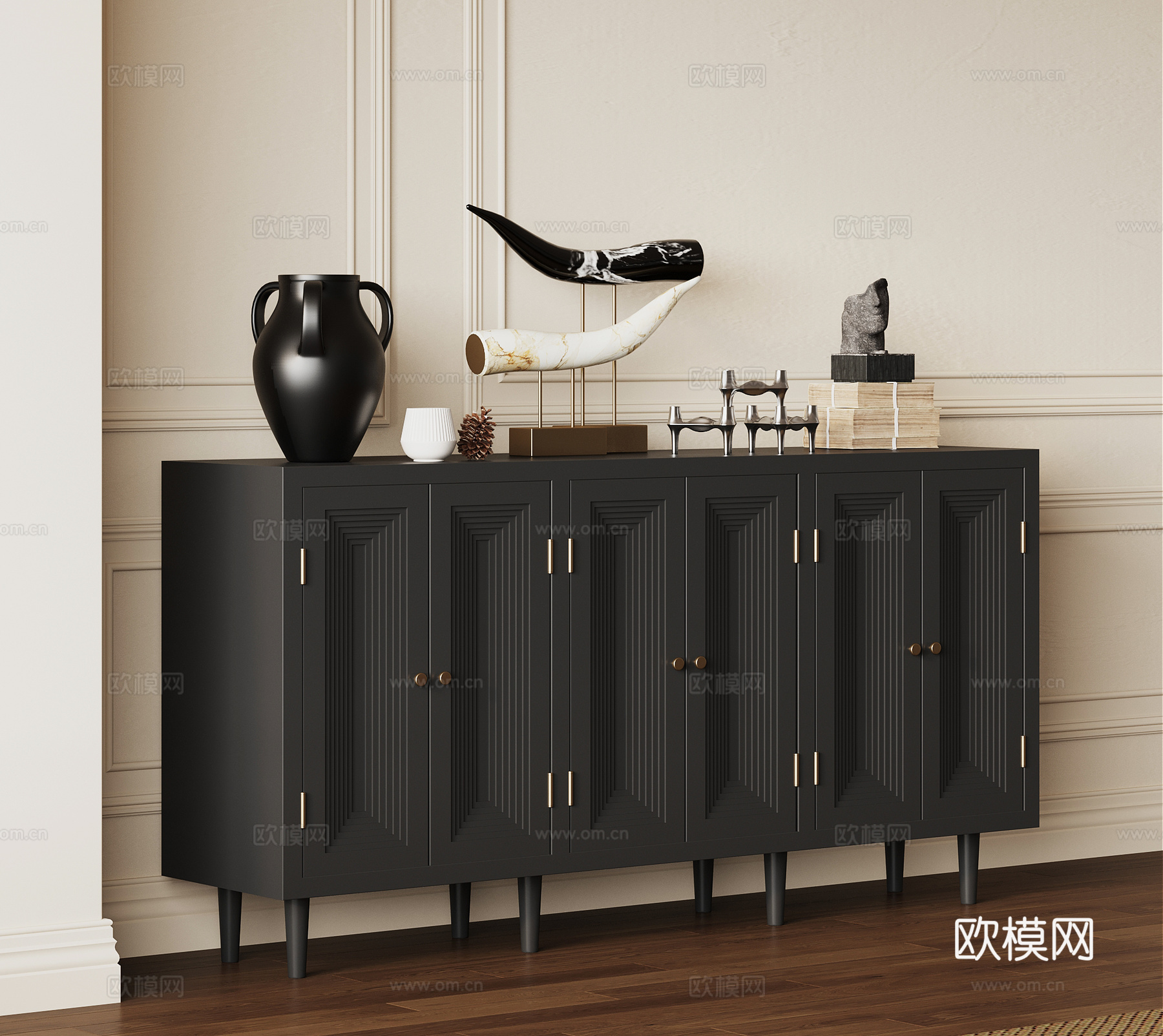 法式复古玄关柜 边柜su模型