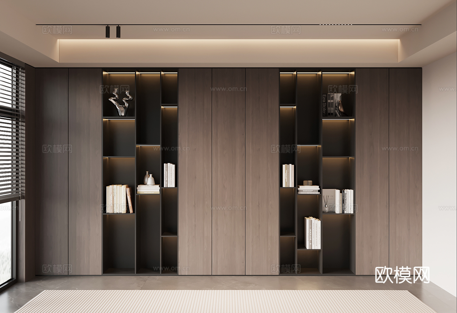 现代意式书柜 置物柜su模型