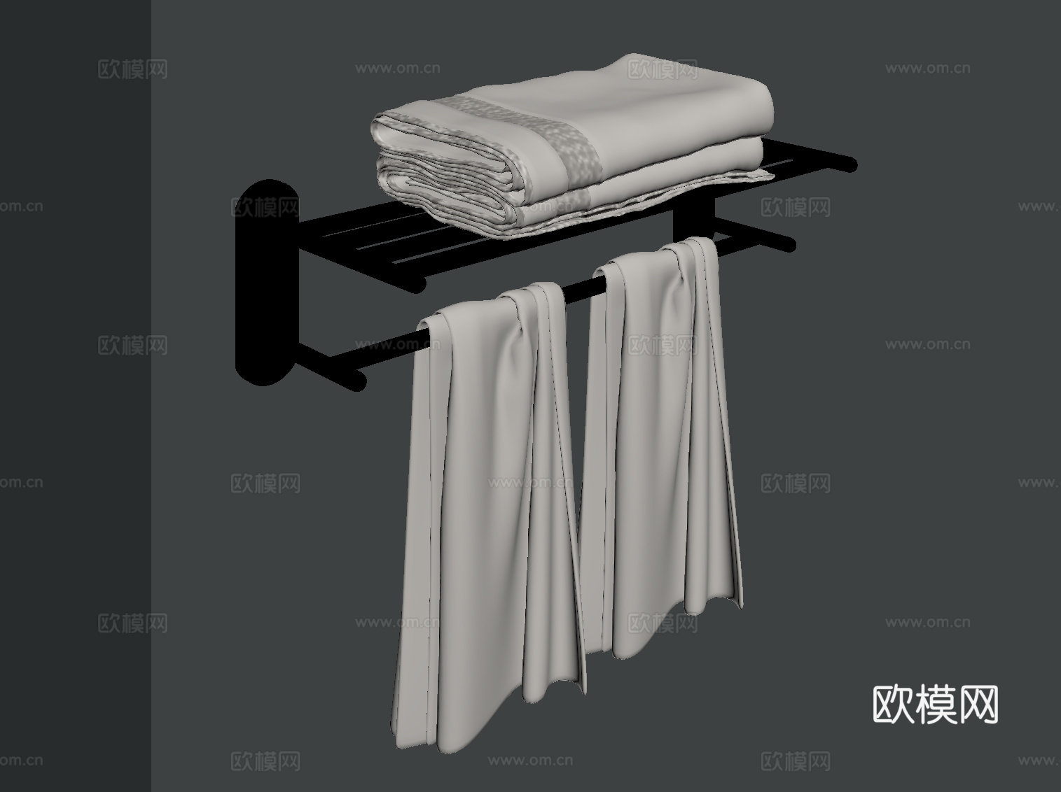 现代毛巾架 置物架 卫浴墙饰su模型