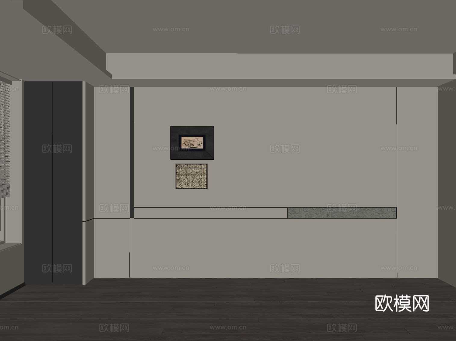 现代意式背景墙 沙发背景墙su模型