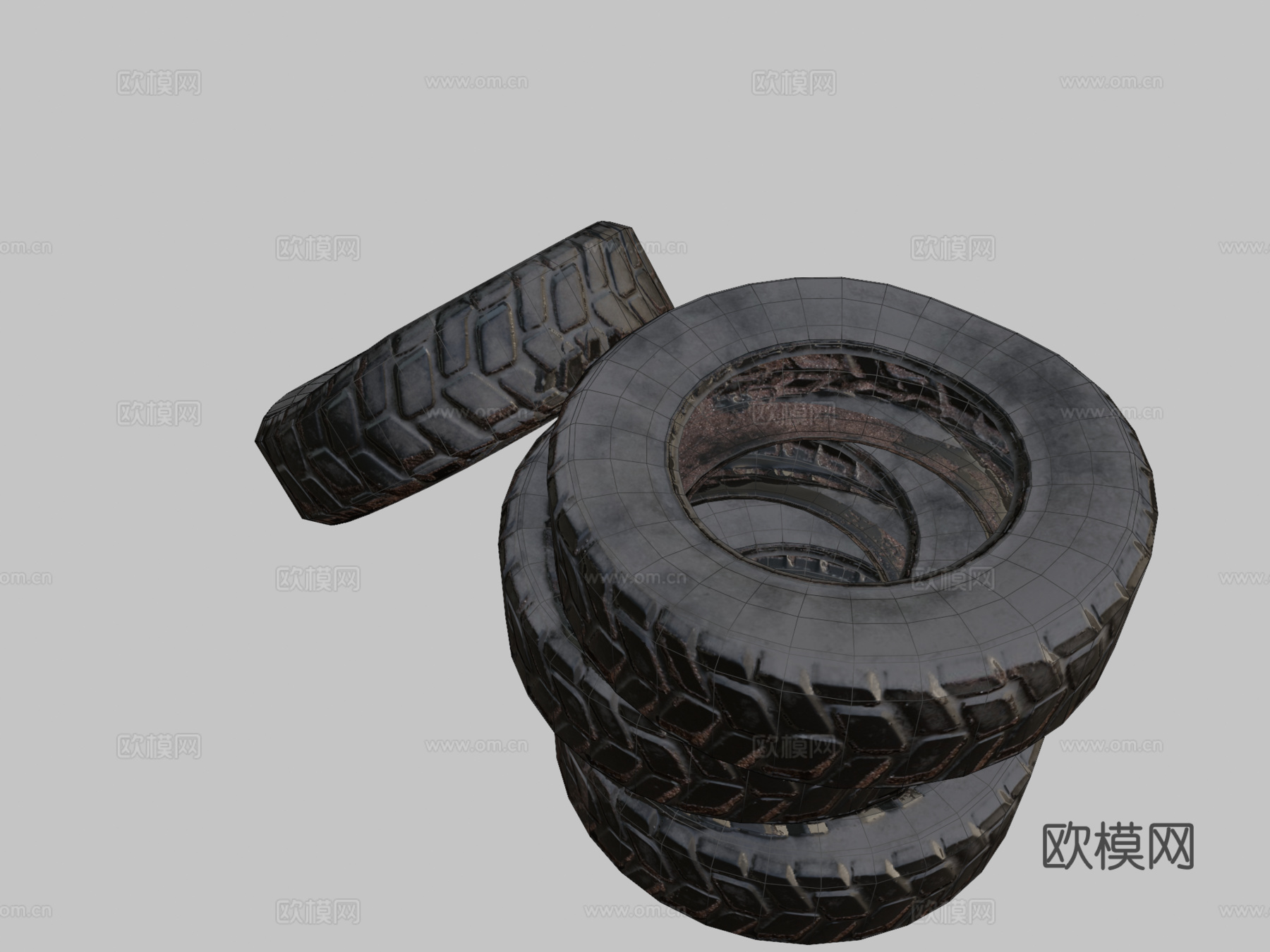 旧轮胎泥土3d模型下载（渲染图2）