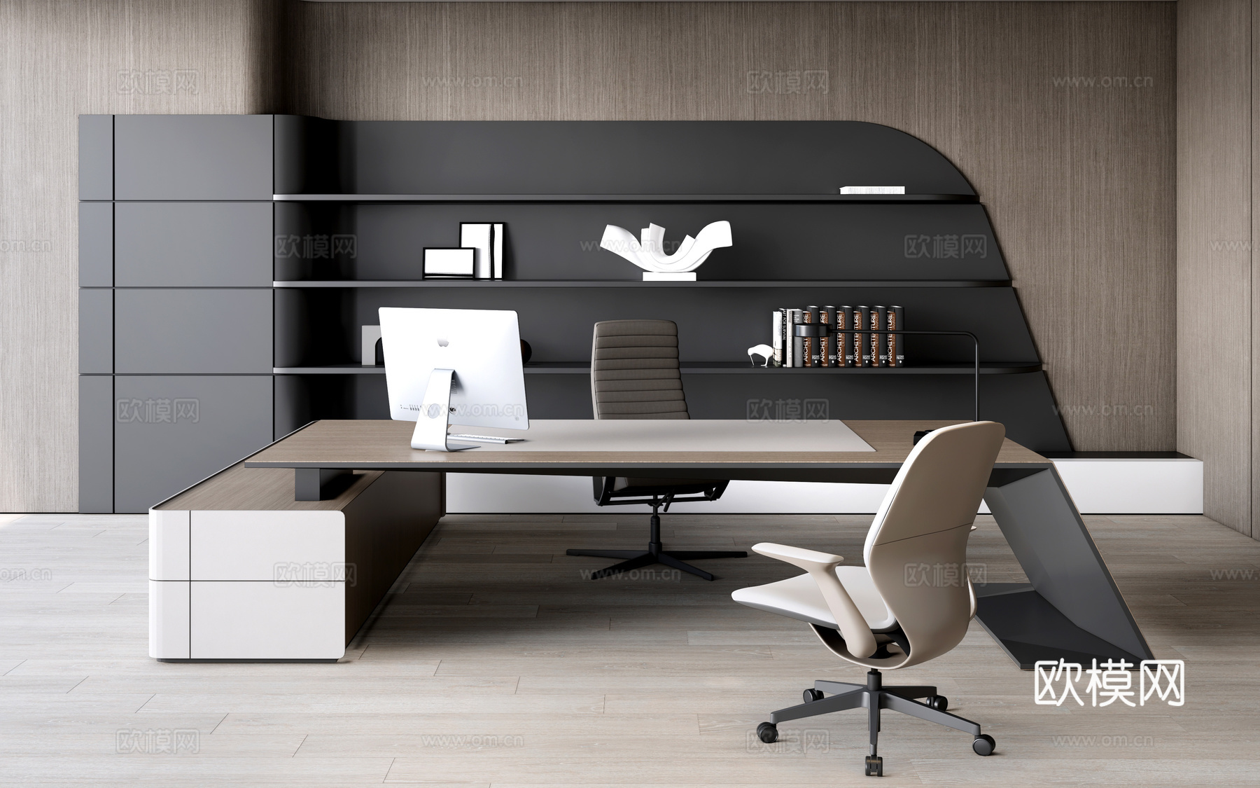 现代经理办公室 老板办公室 办公桌椅su模型