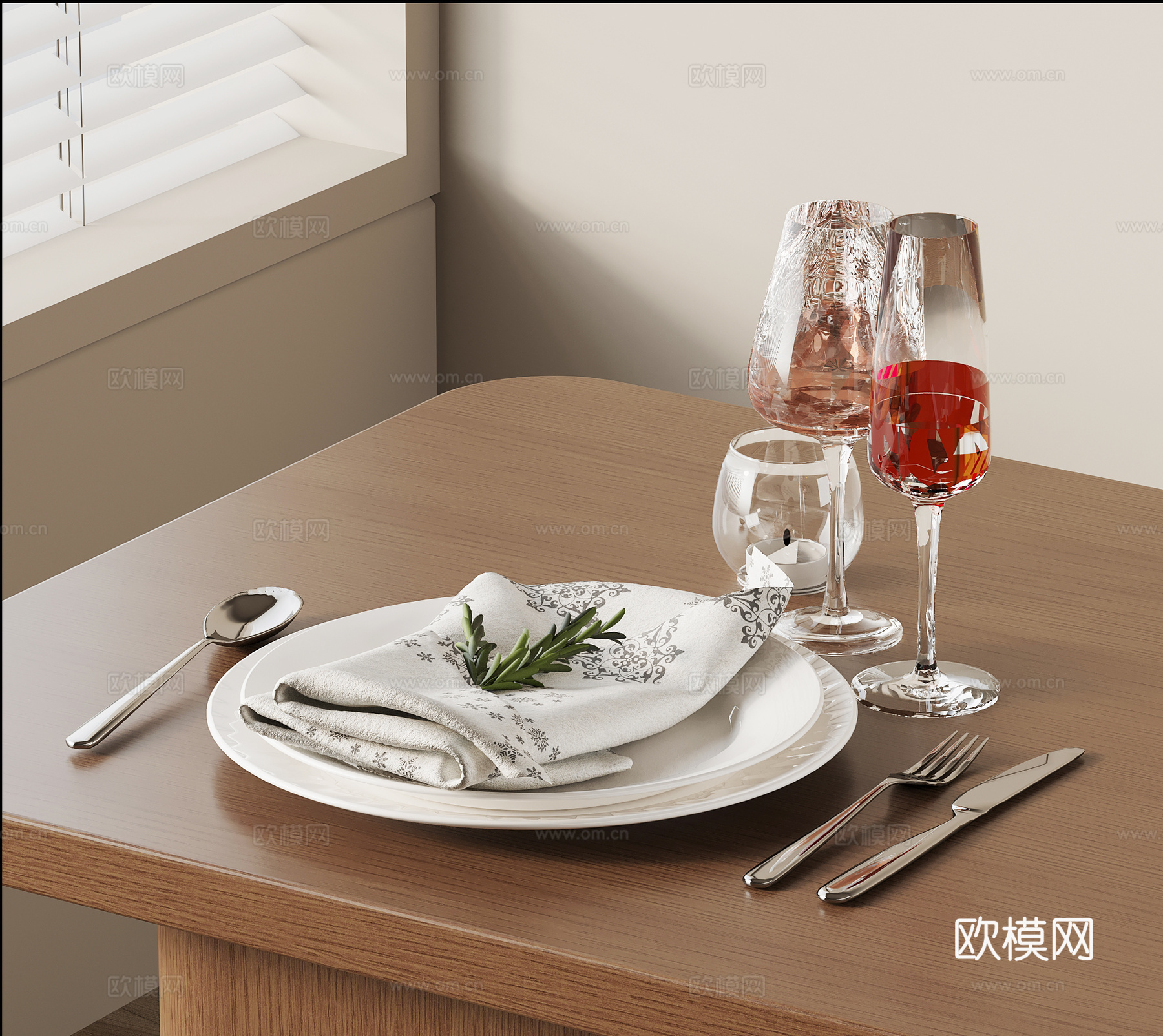 现代餐具su模型