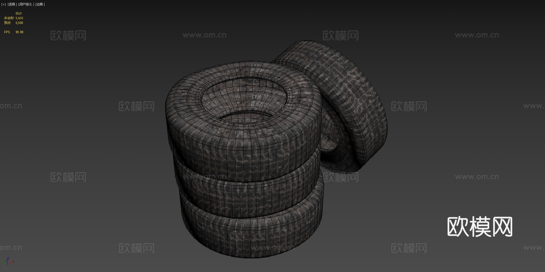 肮脏的旧轮胎3d模型下载（渲染图4）