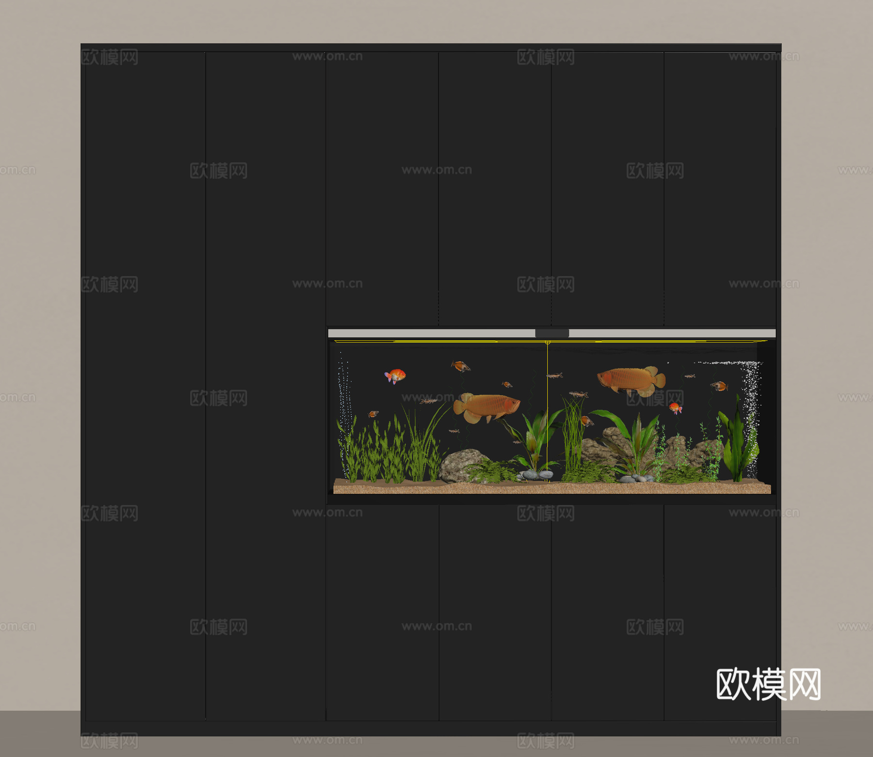 现代鱼缸su模型