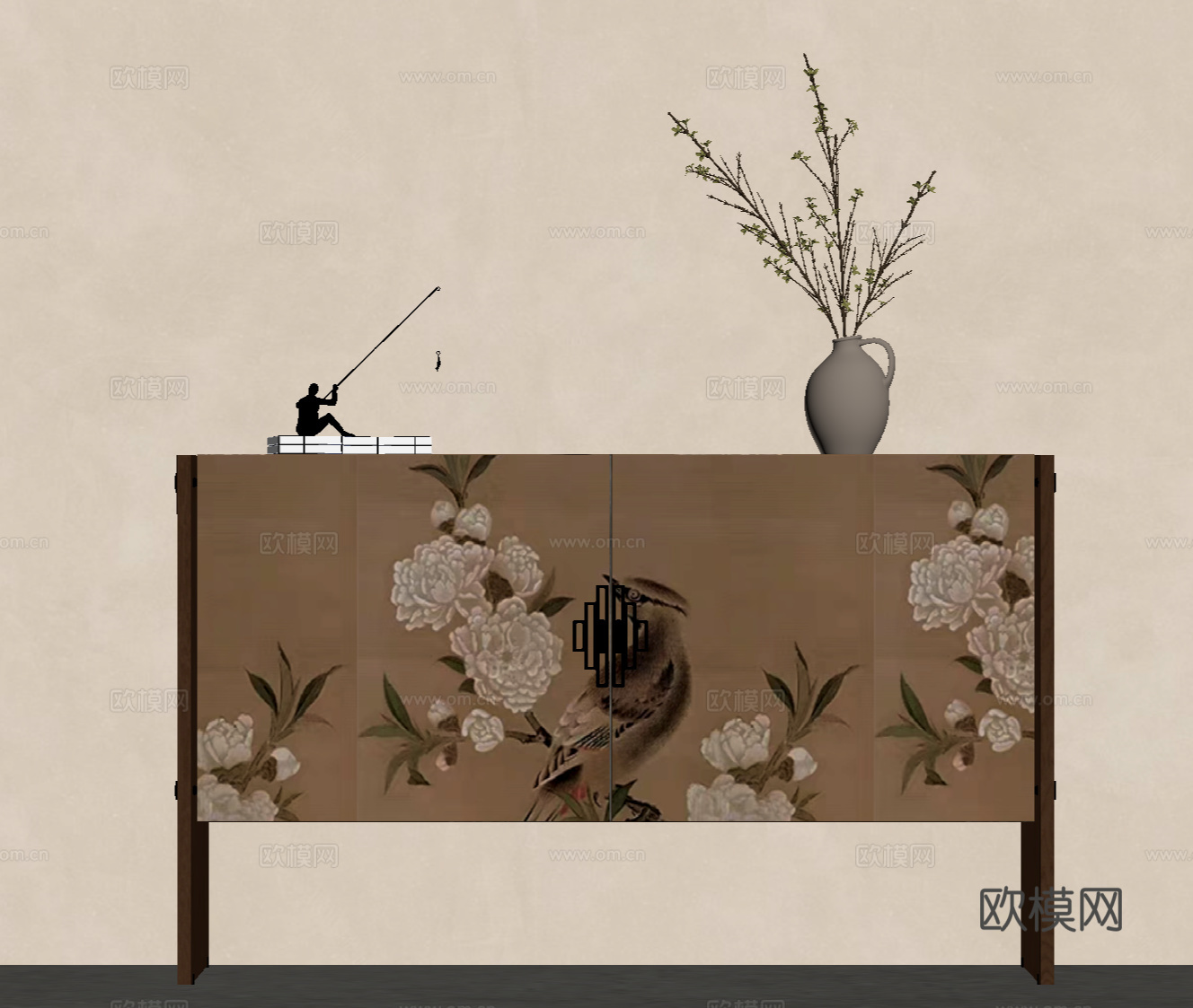 现代奶油风边柜斗柜 储物柜su模型