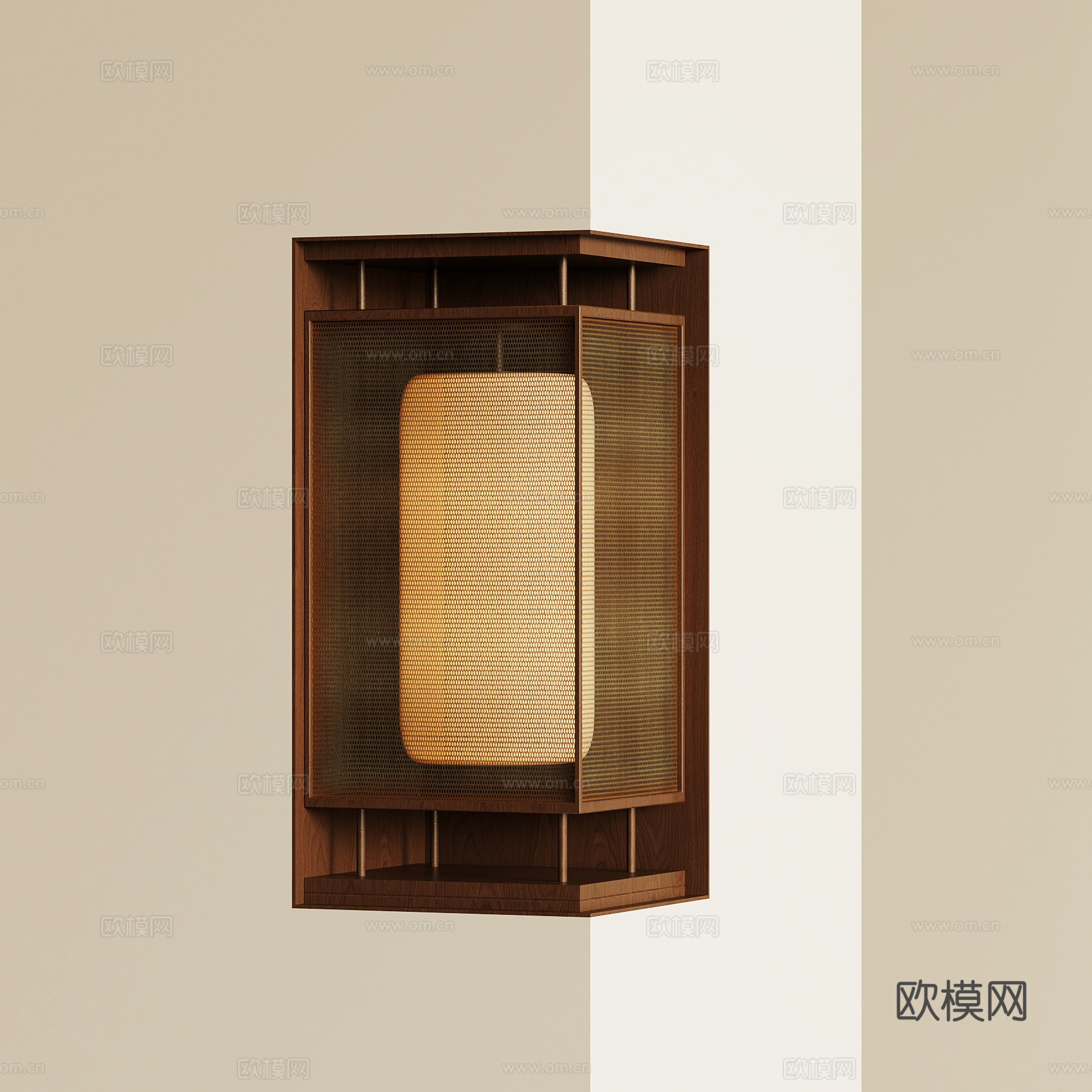 新中式壁灯 内嵌式壁灯su模型