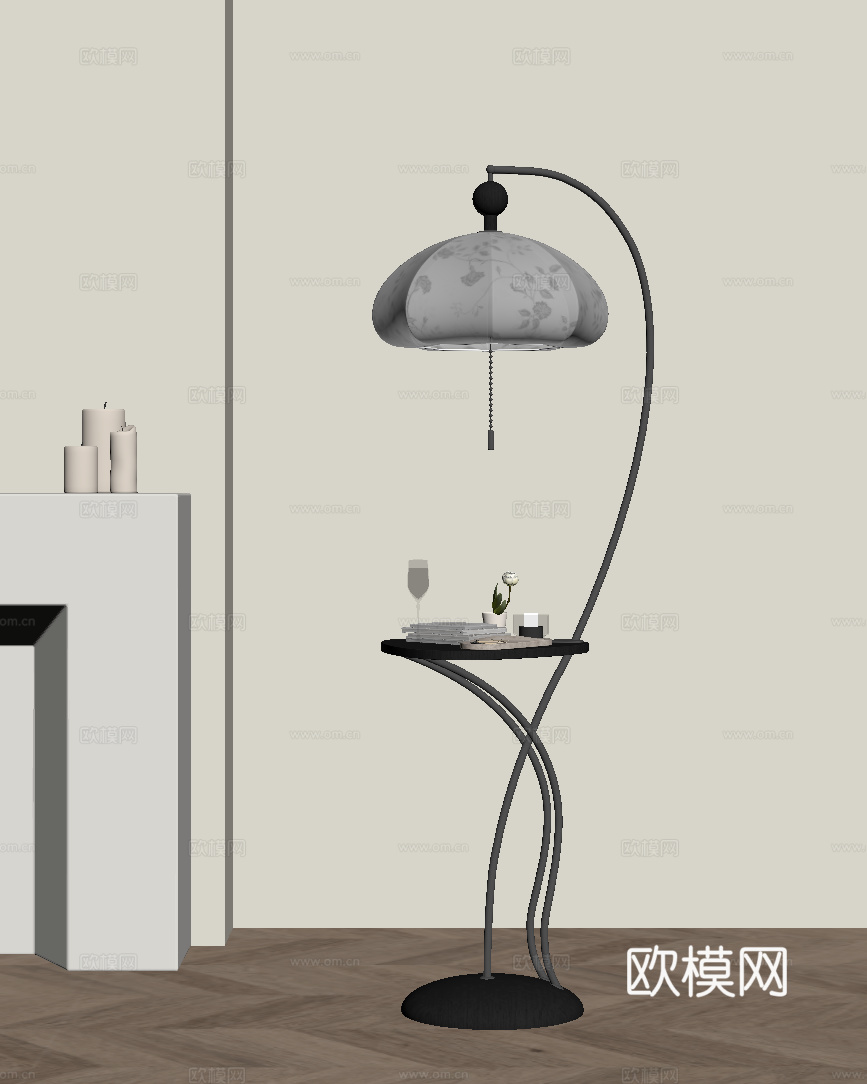 法式复古落地灯su模型