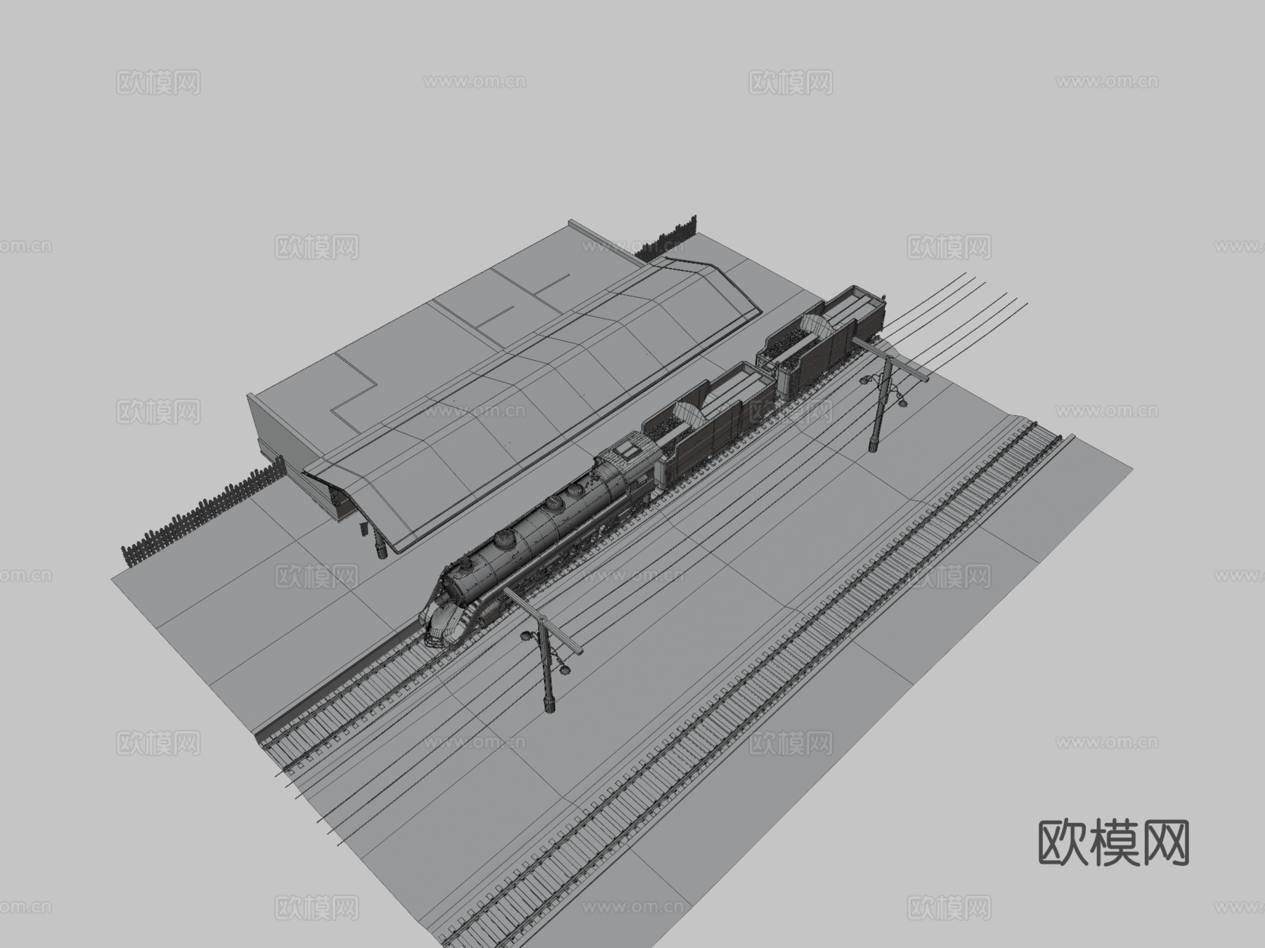 蒸汽机车3d模型下载（渲染图3）