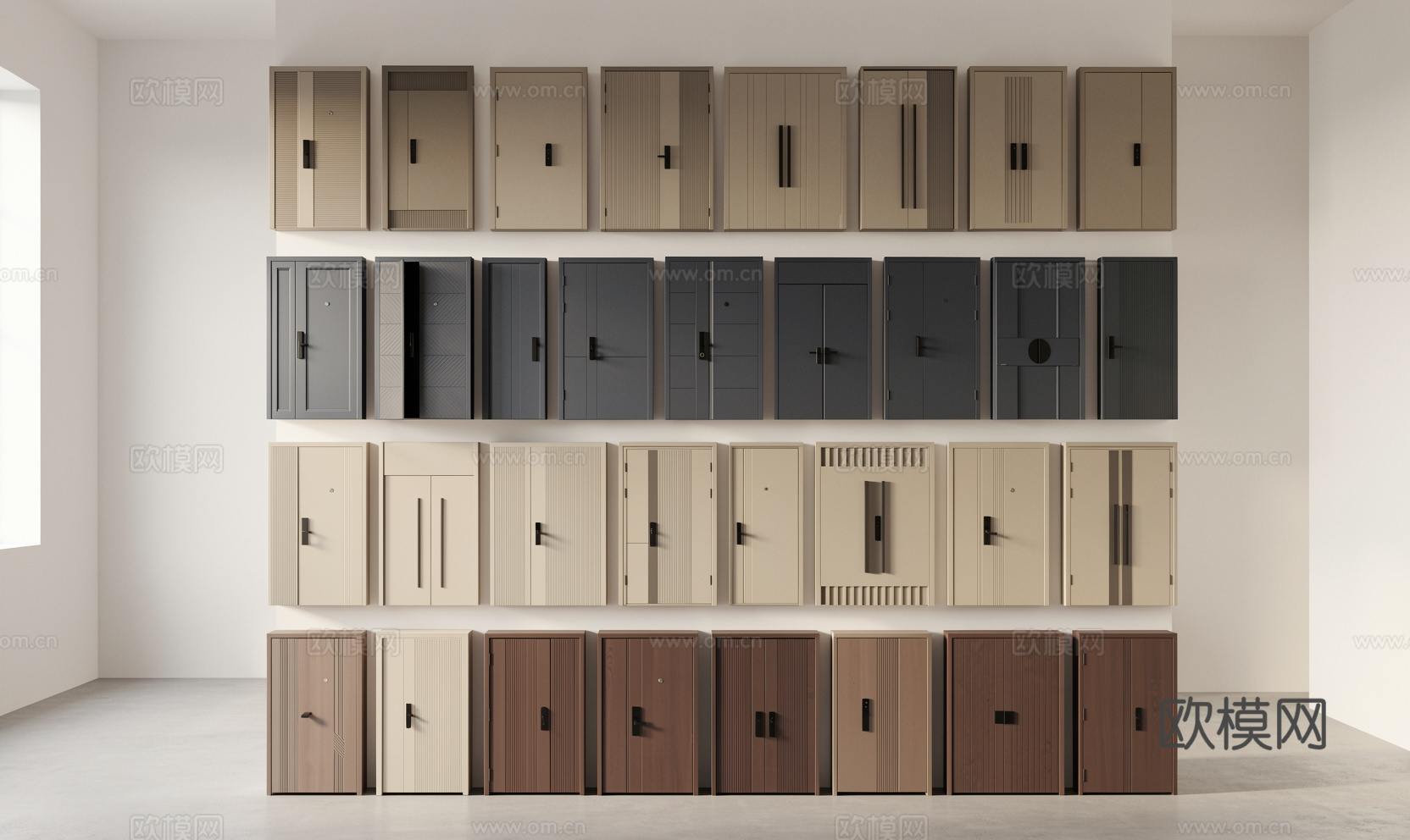 现代防盗门 入户门 子母门 智能门 指纹门 智能锁 电子锁su模型