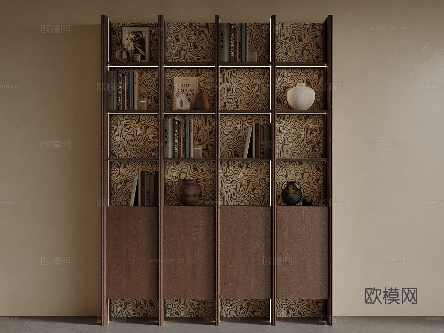 新中式茶叶柜 书柜su模型
