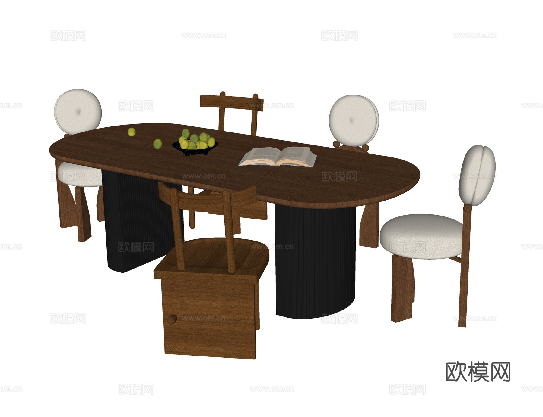 现代餐桌椅 餐椅su模型