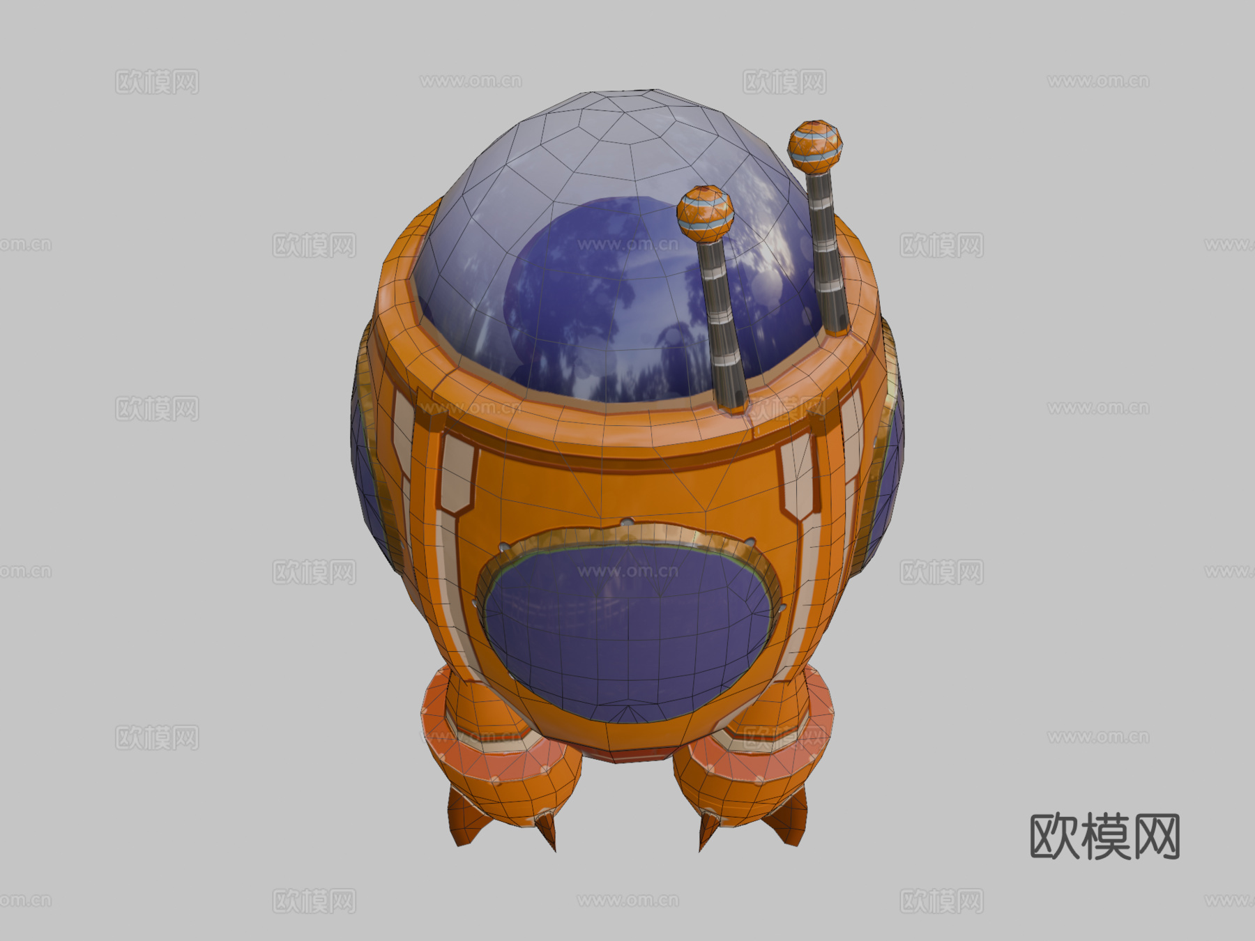 D胶囊火箭（卡通）3d模型下载（渲染图2）