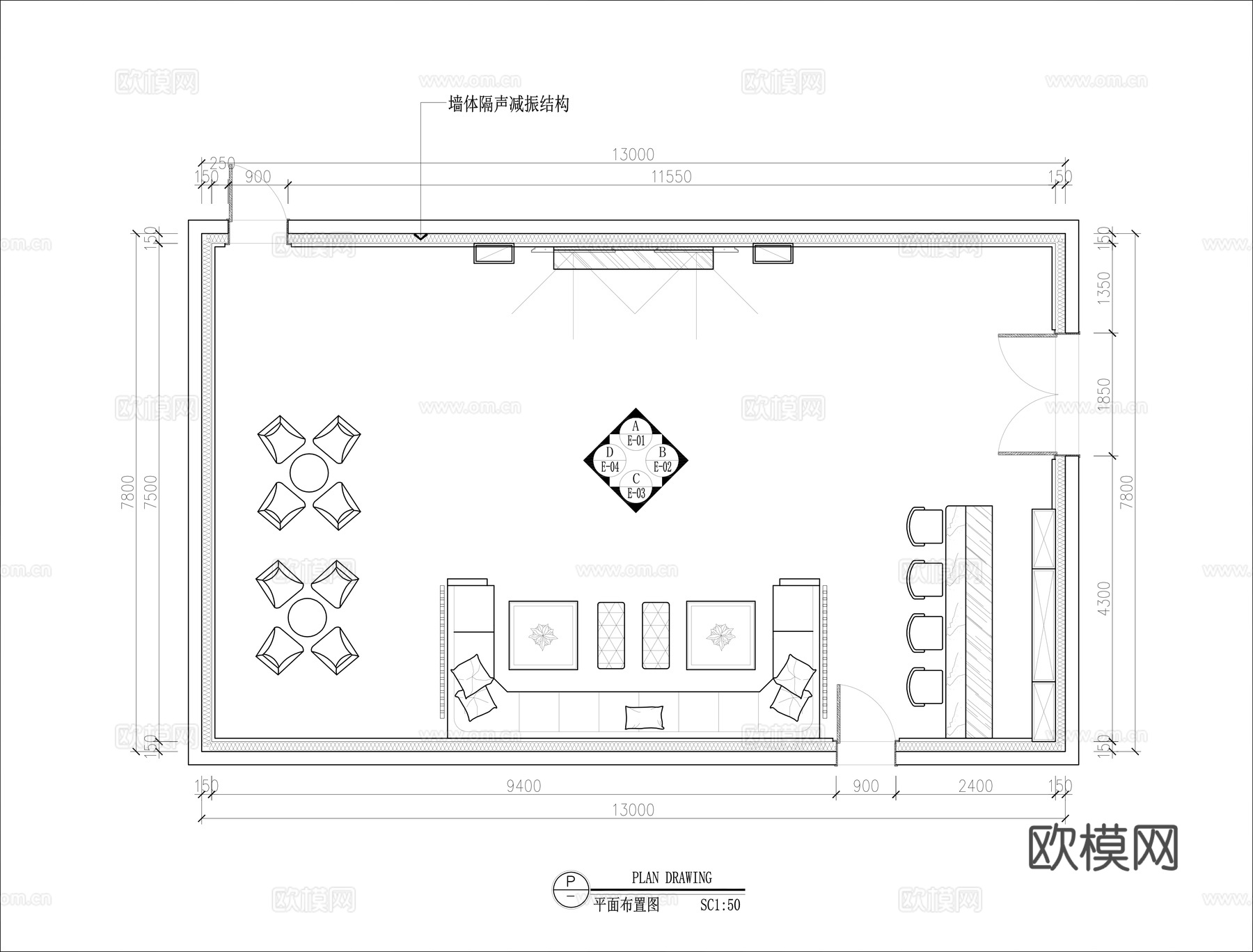 影音娱乐室装修施工图cad施工图