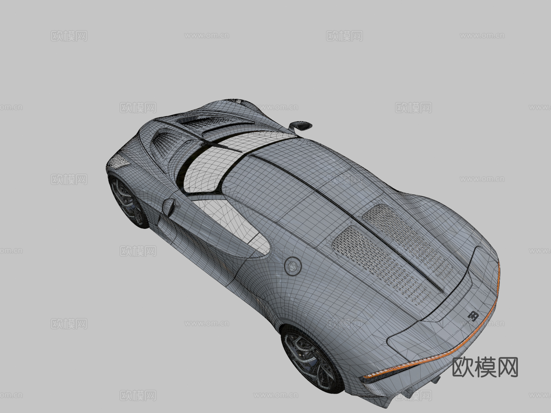 布加迪-黑车3d模型下载（渲染图2）