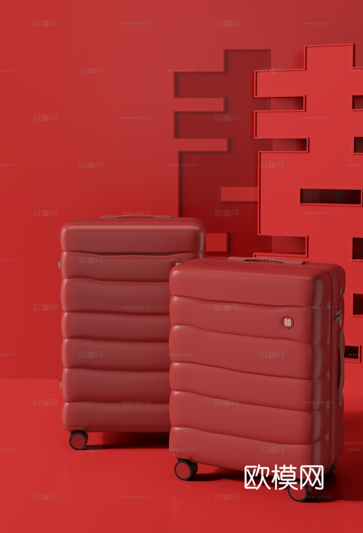 结婚行李箱场景图摆放3d模型