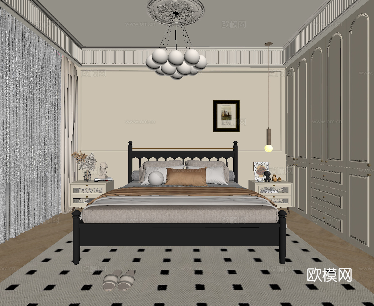 法式卧室su模型