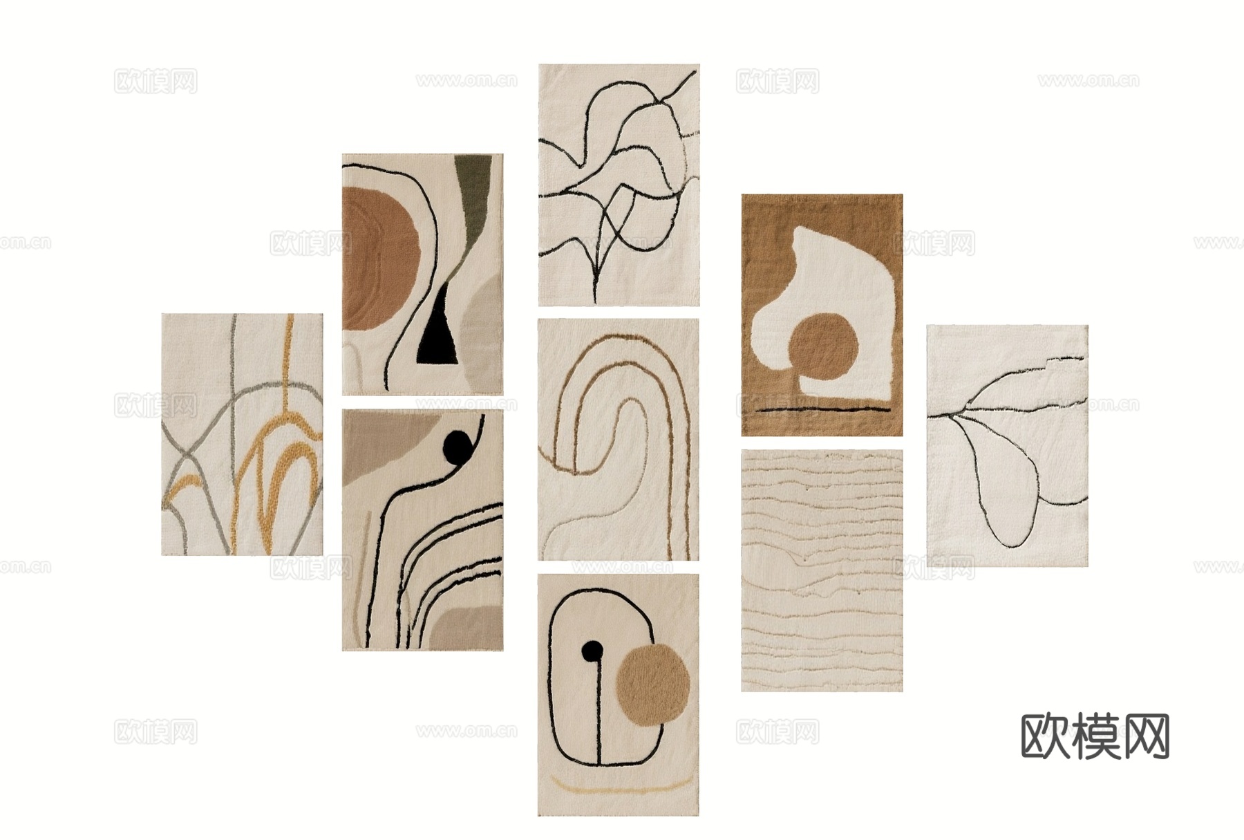 现代地毯 布艺地毯 奶油风地毯 简约地毯 暖色地毯 方形地毯su模型